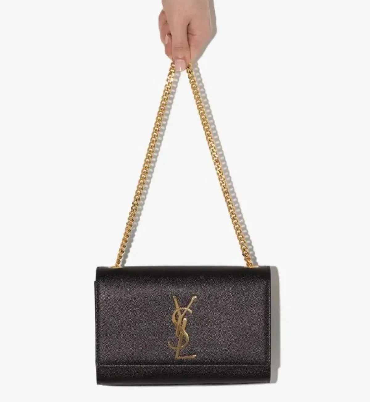 Saint Laurent Kate Textured Leather Chain Bag Medium Black - Image 4