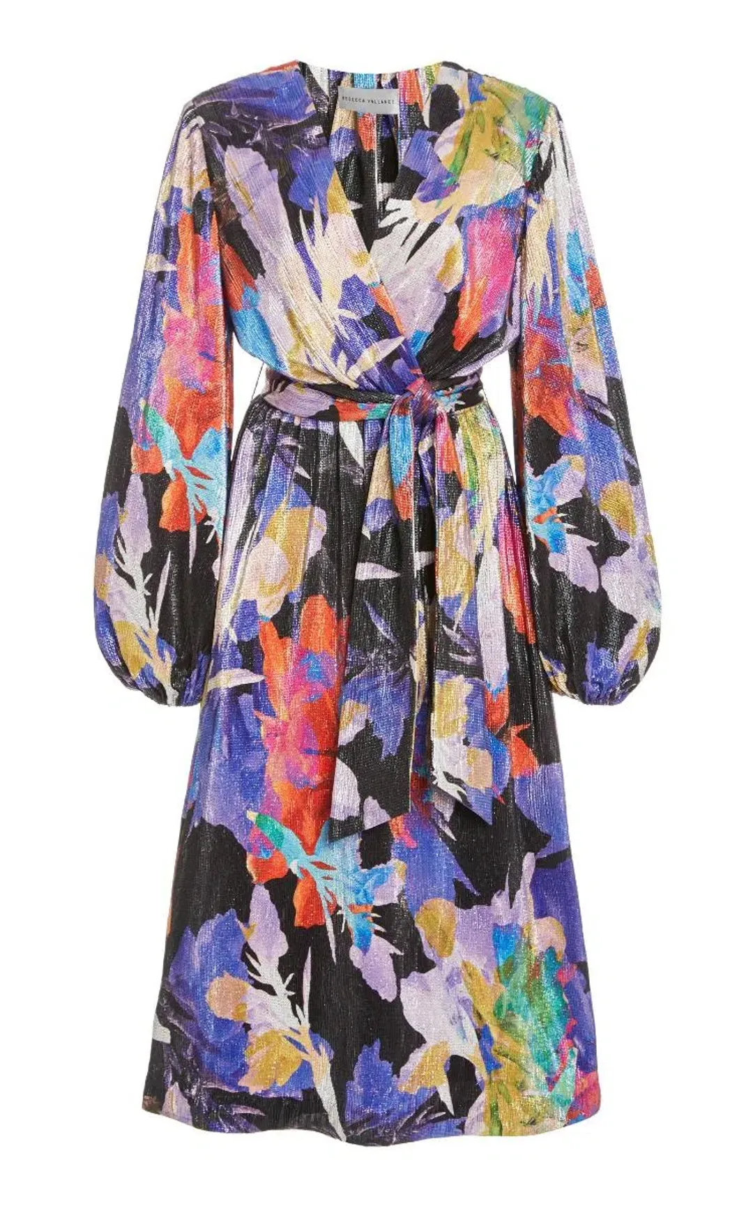 Rebecca Vallance Belladonna Lamé Midi Dress Print Size 8 for rent on The Volte - main image