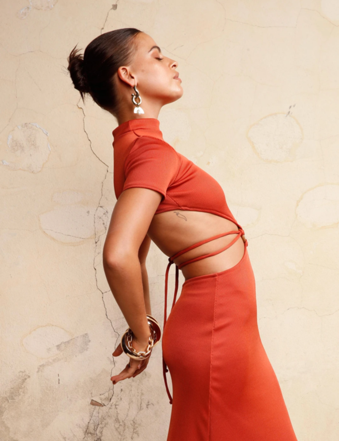 Arcina Ori Sara Knit Dress Burnt Orange Size S for rent on The Volte - main image