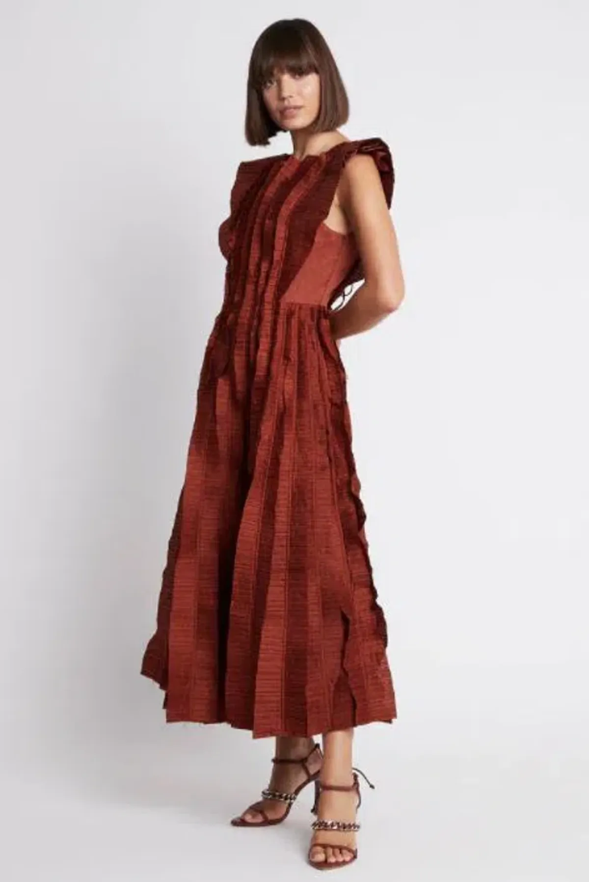 Aje Hybrid Midi Dress Burgundy Size 8 - Image 3