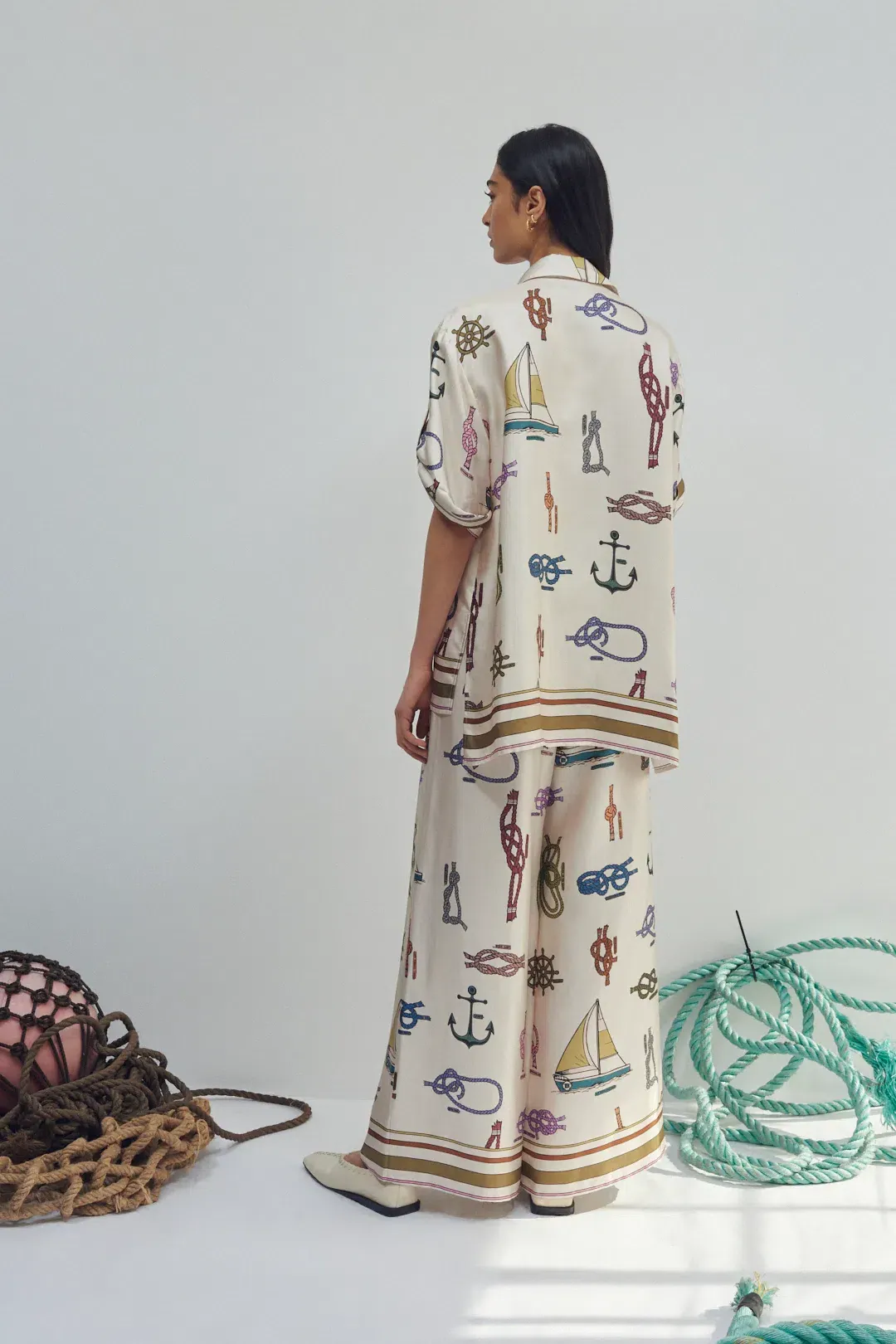 Alemais Ships Ahoy Man Shirt and Pants Set Print Size 8 for rent on The Volte - main image