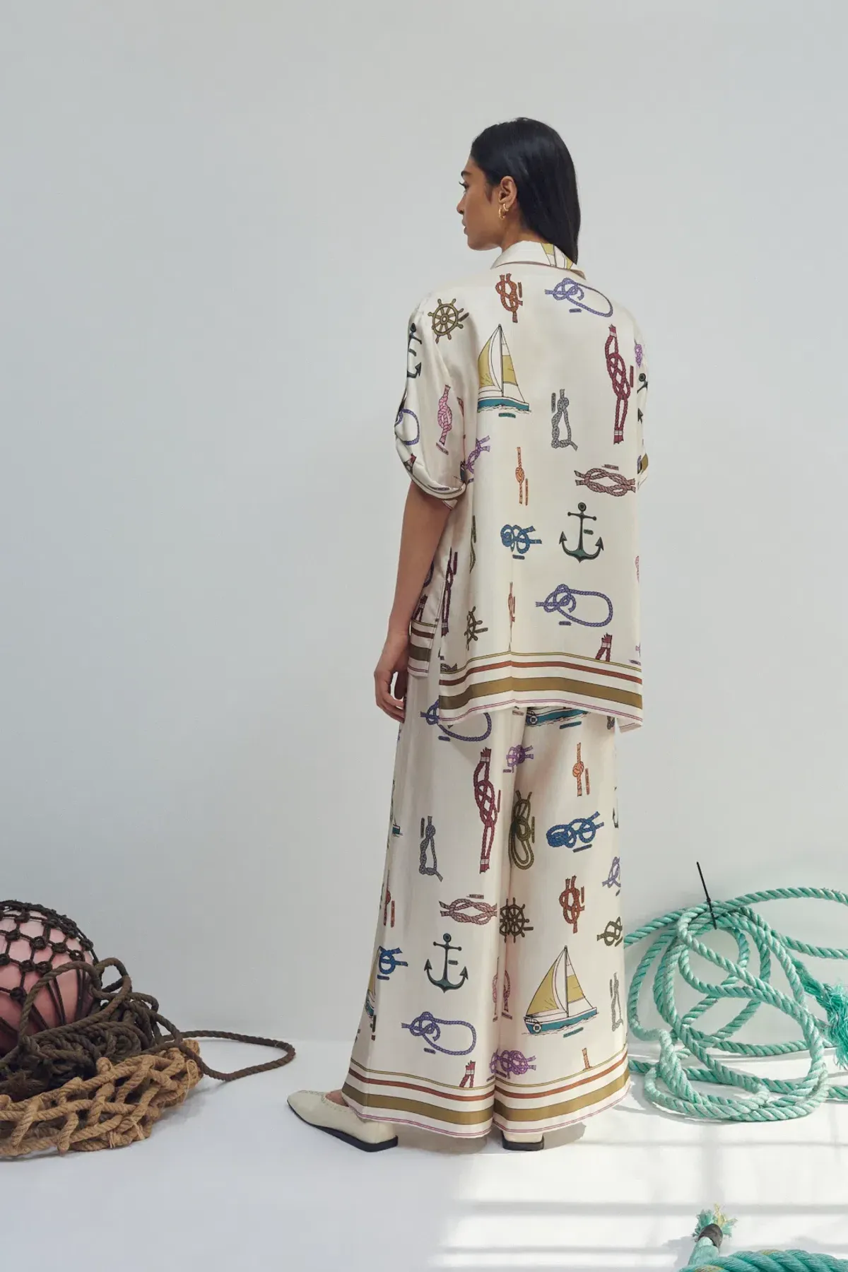 Alemais Ships Ahoy Man Shirt and Pants Set Print Size 8 - Image 3