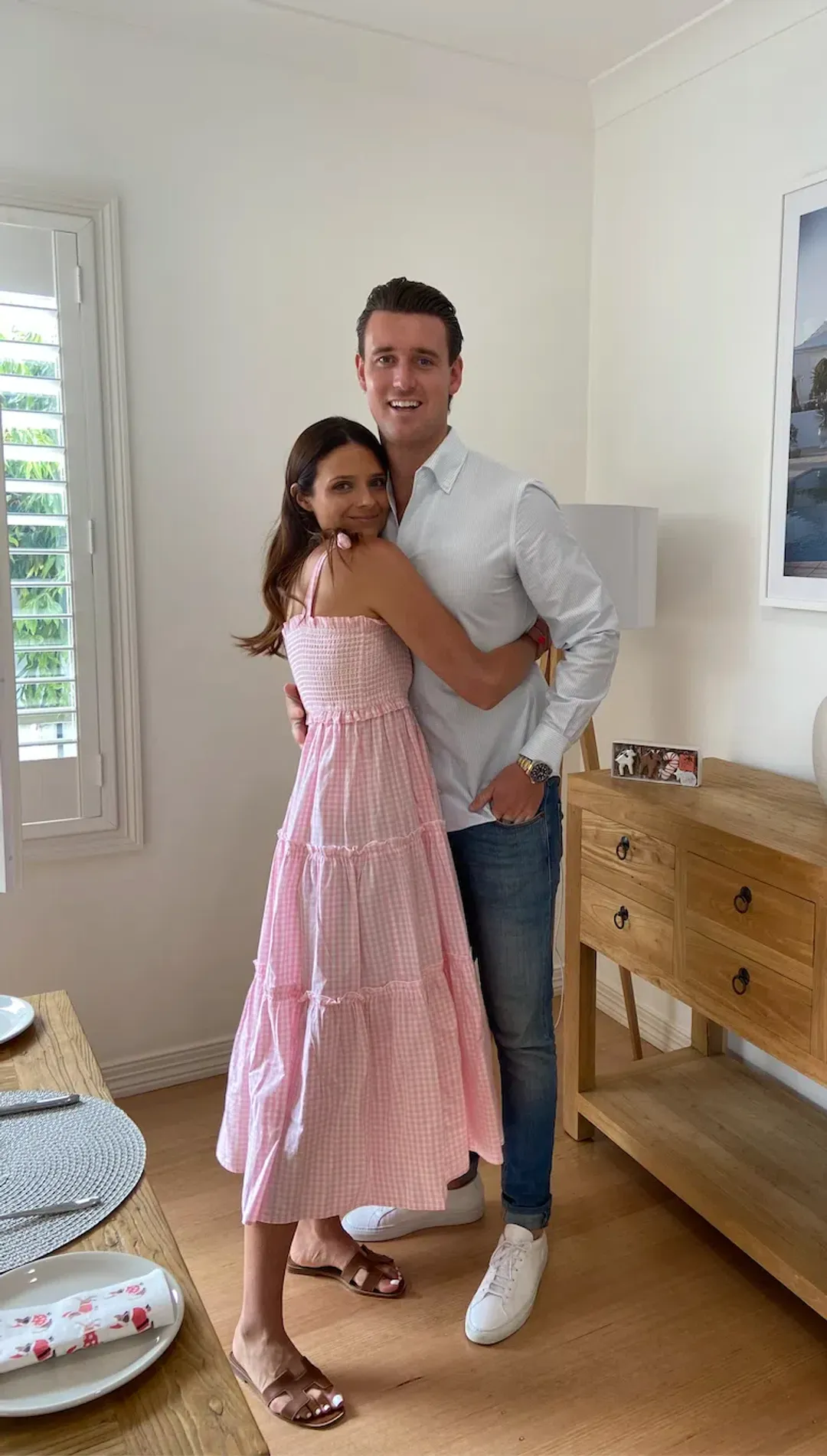 Steele Lyla Dress in Blush Check Print Size M  for rent on The Volte - main image