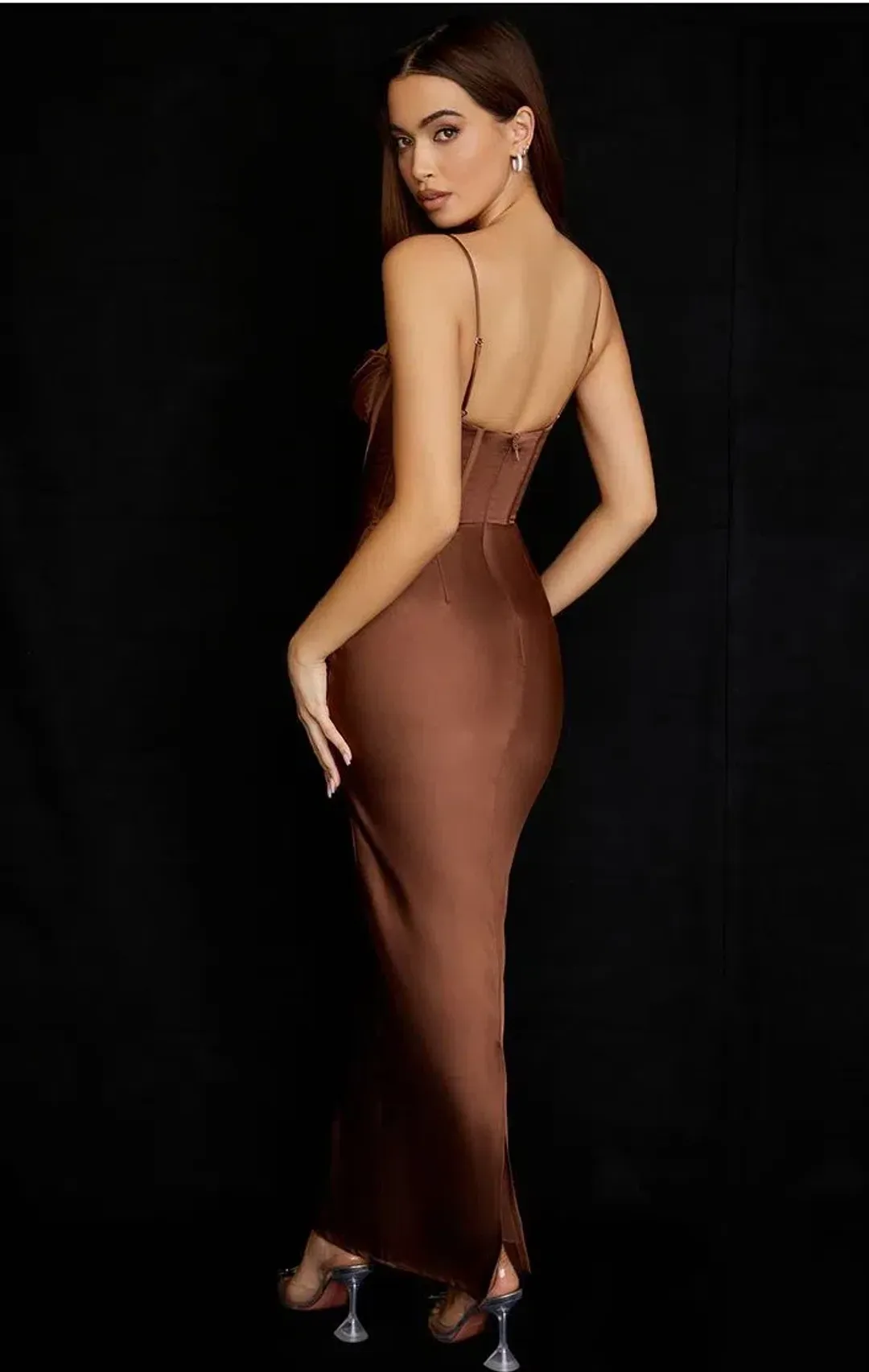 House of CB Charmaine Maxi Dress in Chocolate Brown Size XS / Au 6 for rent on The Volte - main image