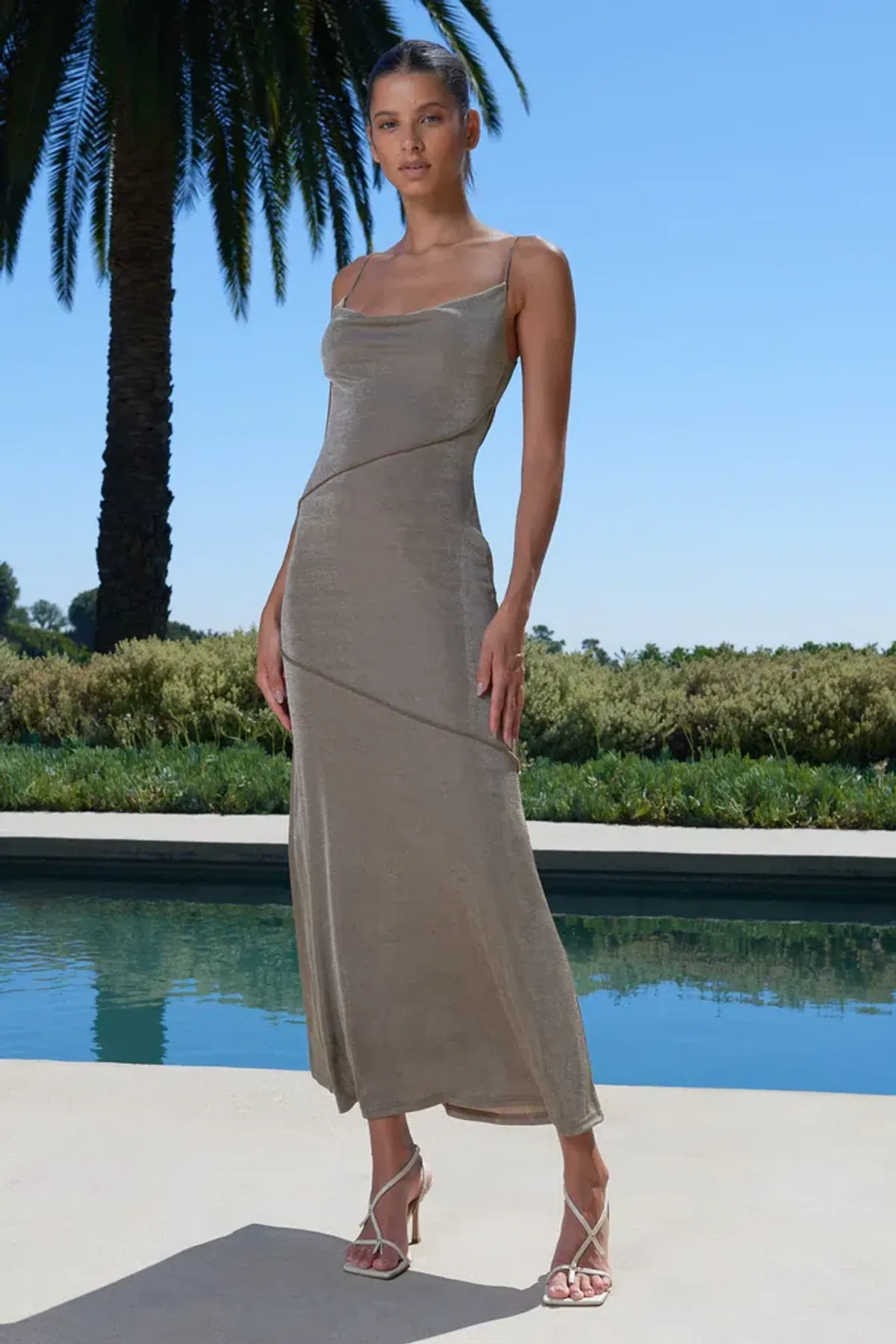 Misha Neri Maxi Dress Khaki Size 12  - Image 1