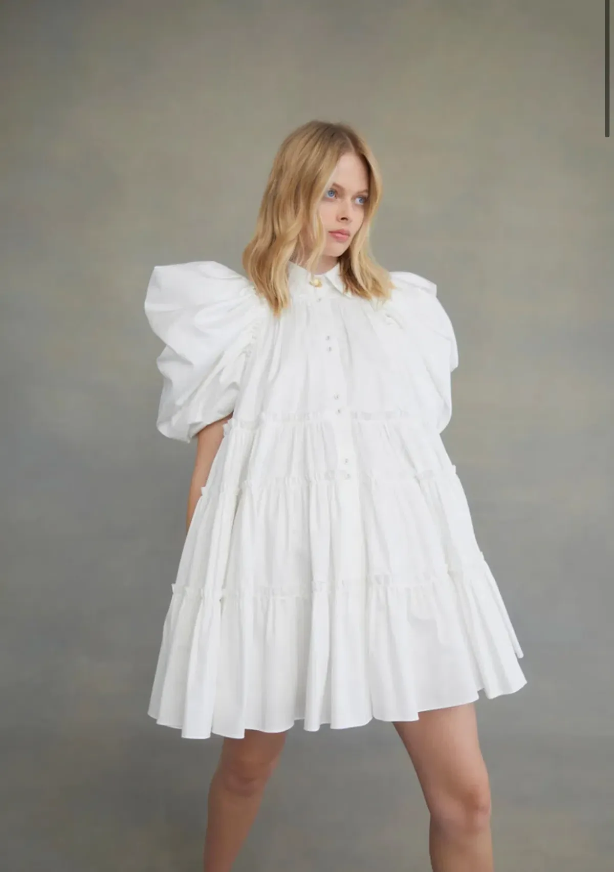 Aje Swift Butterfly Sleeve Smock Mini Dress White Size 4  - Image 5