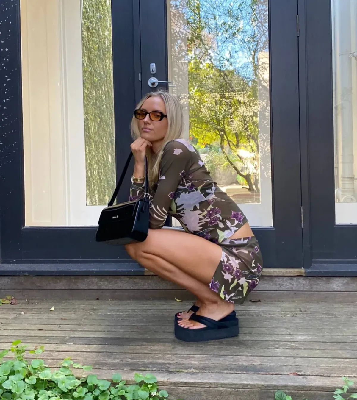 With Harper Lu Khaki Floral Two Piece Print Size XS/S - Image 4