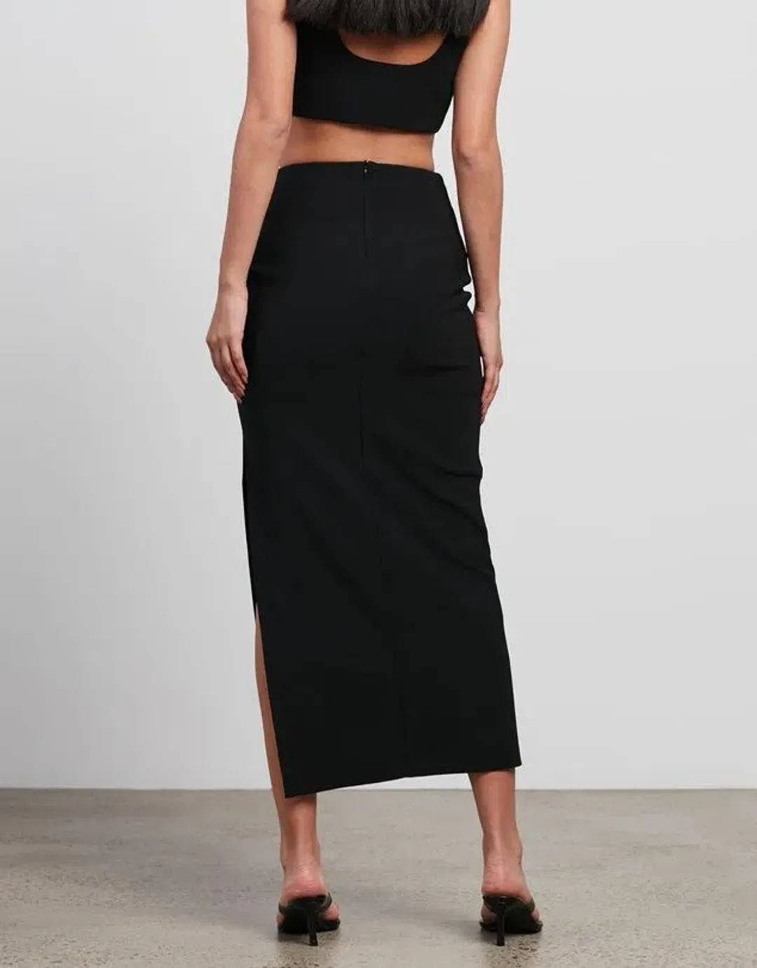 Bec & Bridge Clover Crop Top Size 10 and Midi Skirt Size 8 Set Black  for rent on The Volte - main image