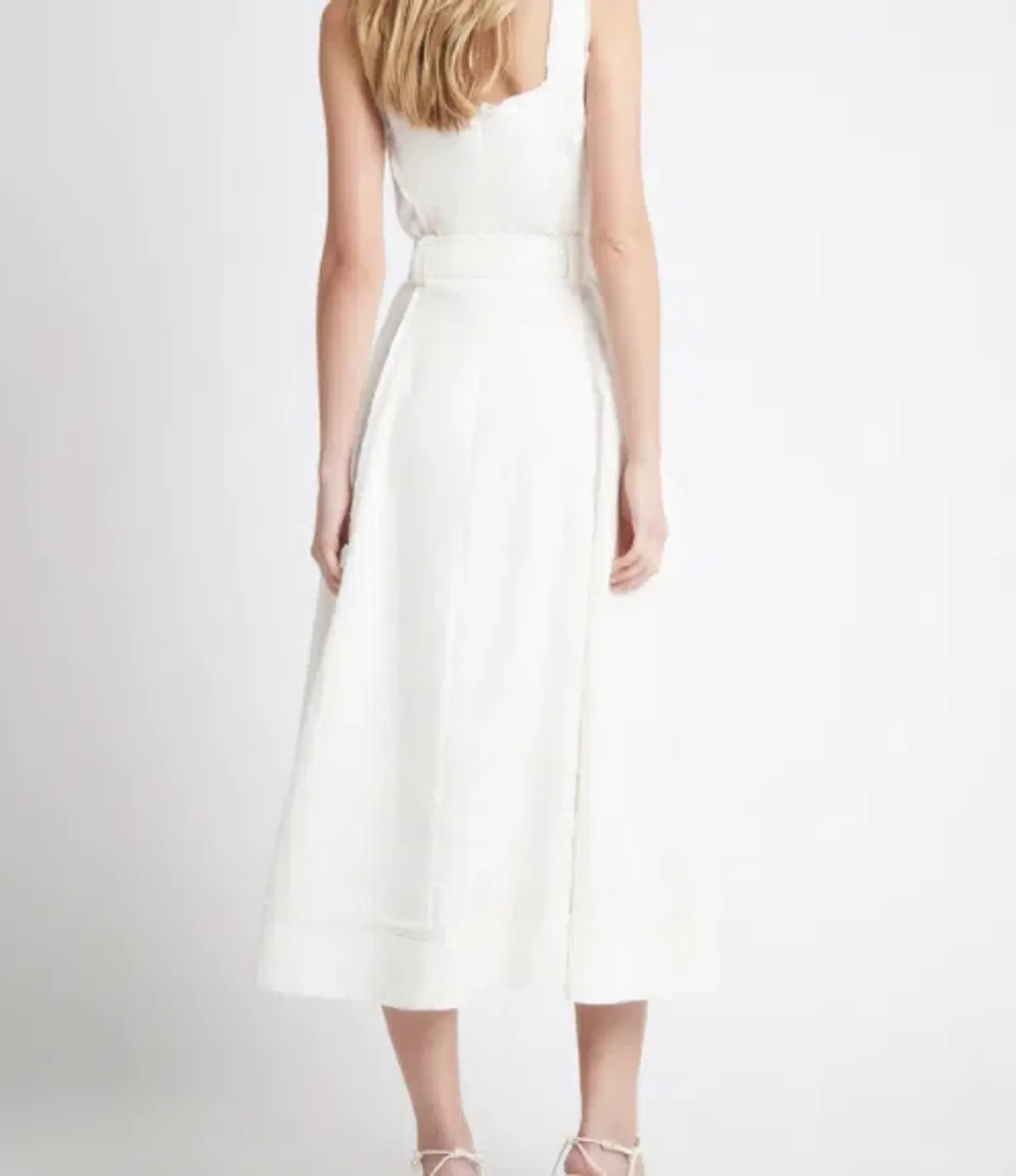 Aje Byblos Linen Belted Midi Dress White Size 6 - Image 2