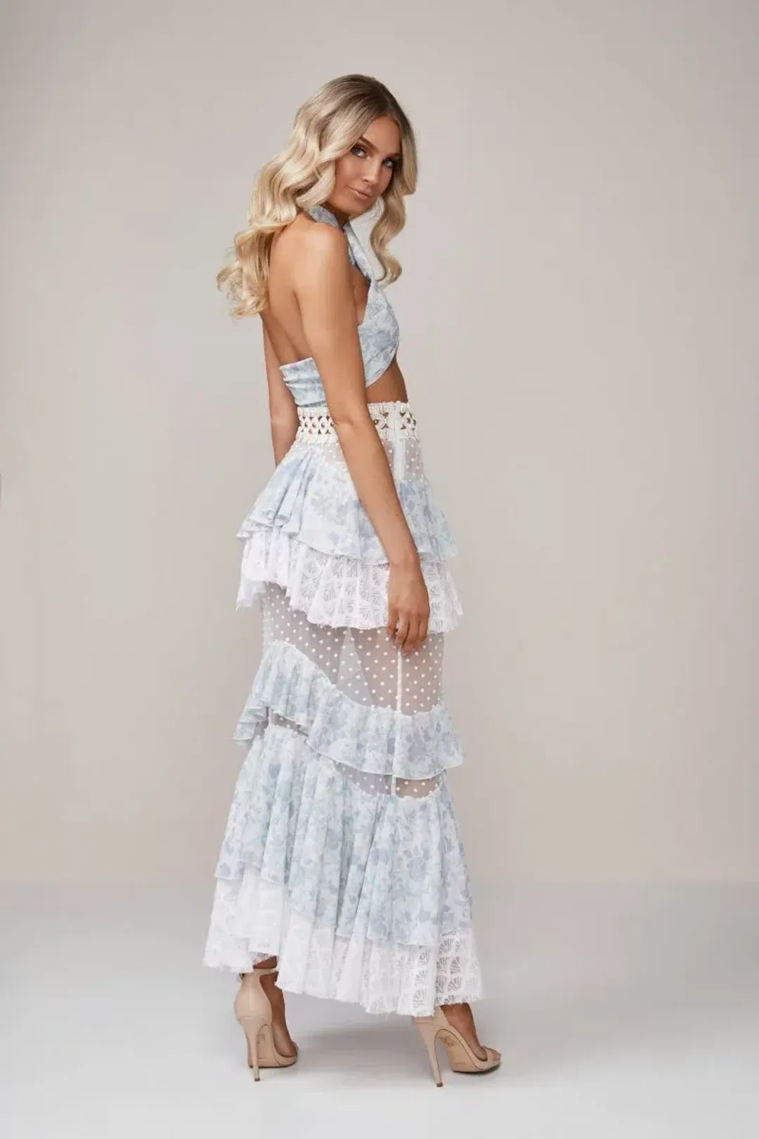 Ixiah The Label Outlaw Beaded Skirt & Bandeau Set Floral Size 6 for rent on The Volte - main image