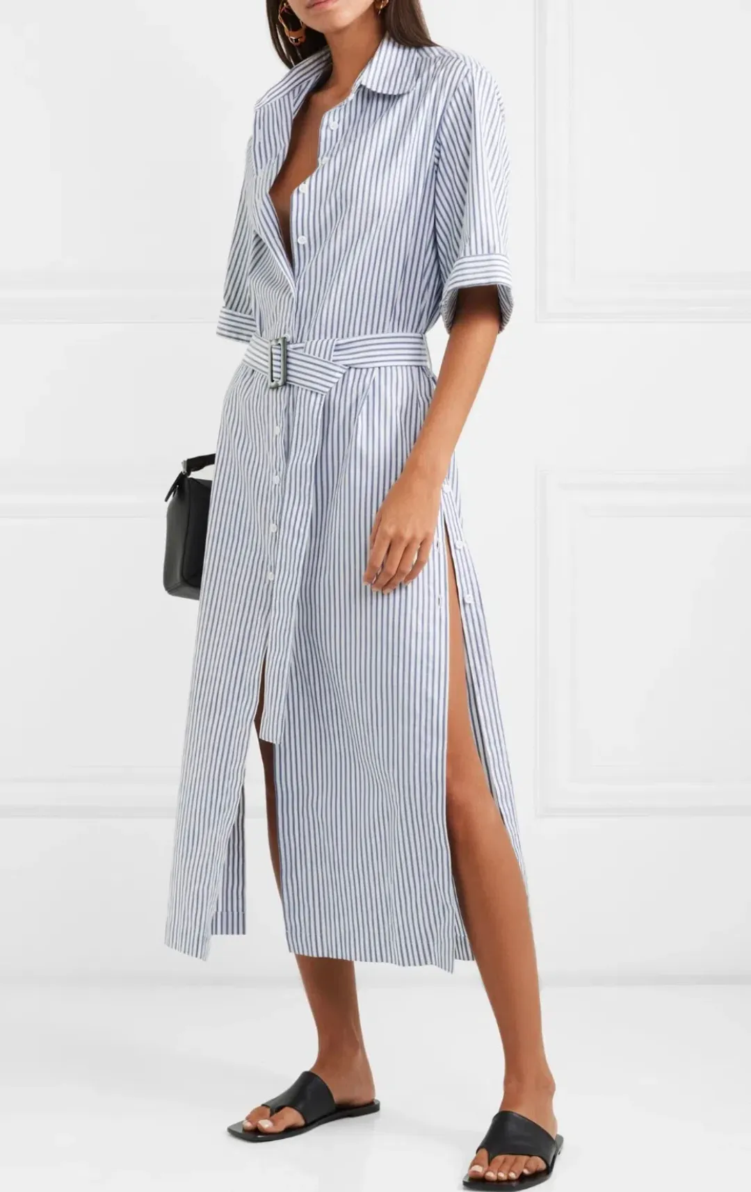 Anna Quan Zola Belted Striped Midi Dress Print Size 8 for rent on The Volte - main image