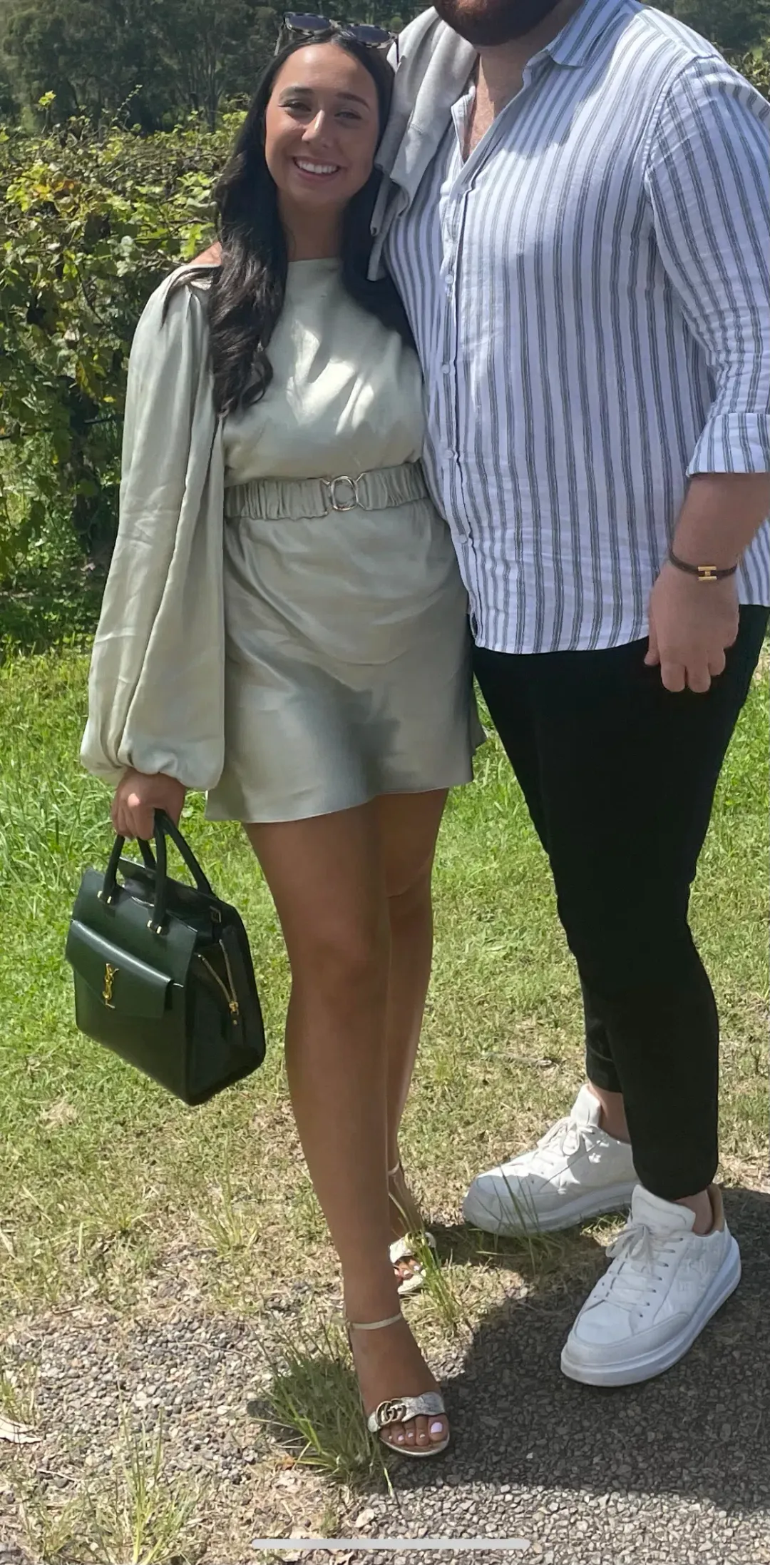 Shona Joy Giselle Balloon Sleeve Mini Dress with Belt Green Size 10 for rent on The Volte - main image