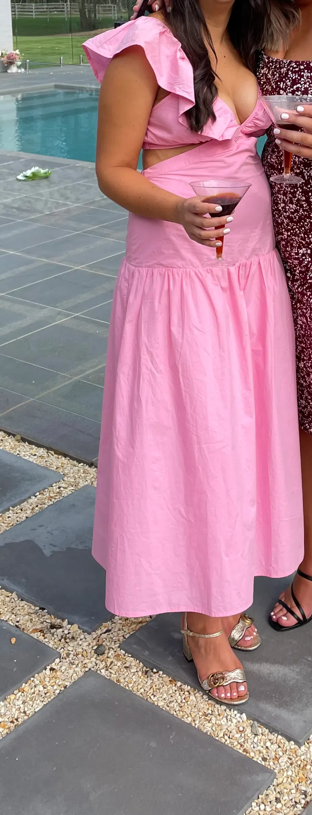 Suboo Rosanna Cut-Out Ruffle Maxi Dress Pink Size 10 for rent on The Volte - main image