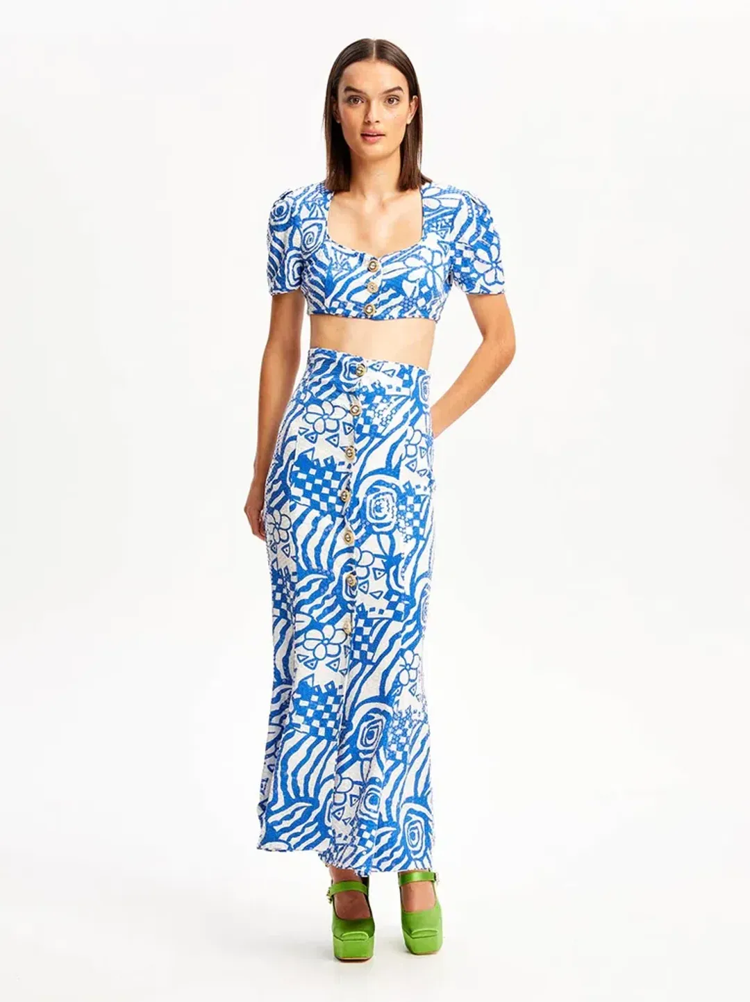 Alice McCall Daisy Daze Crop Top and Skirt Set Print Size 6 for rent on The Volte - main image
