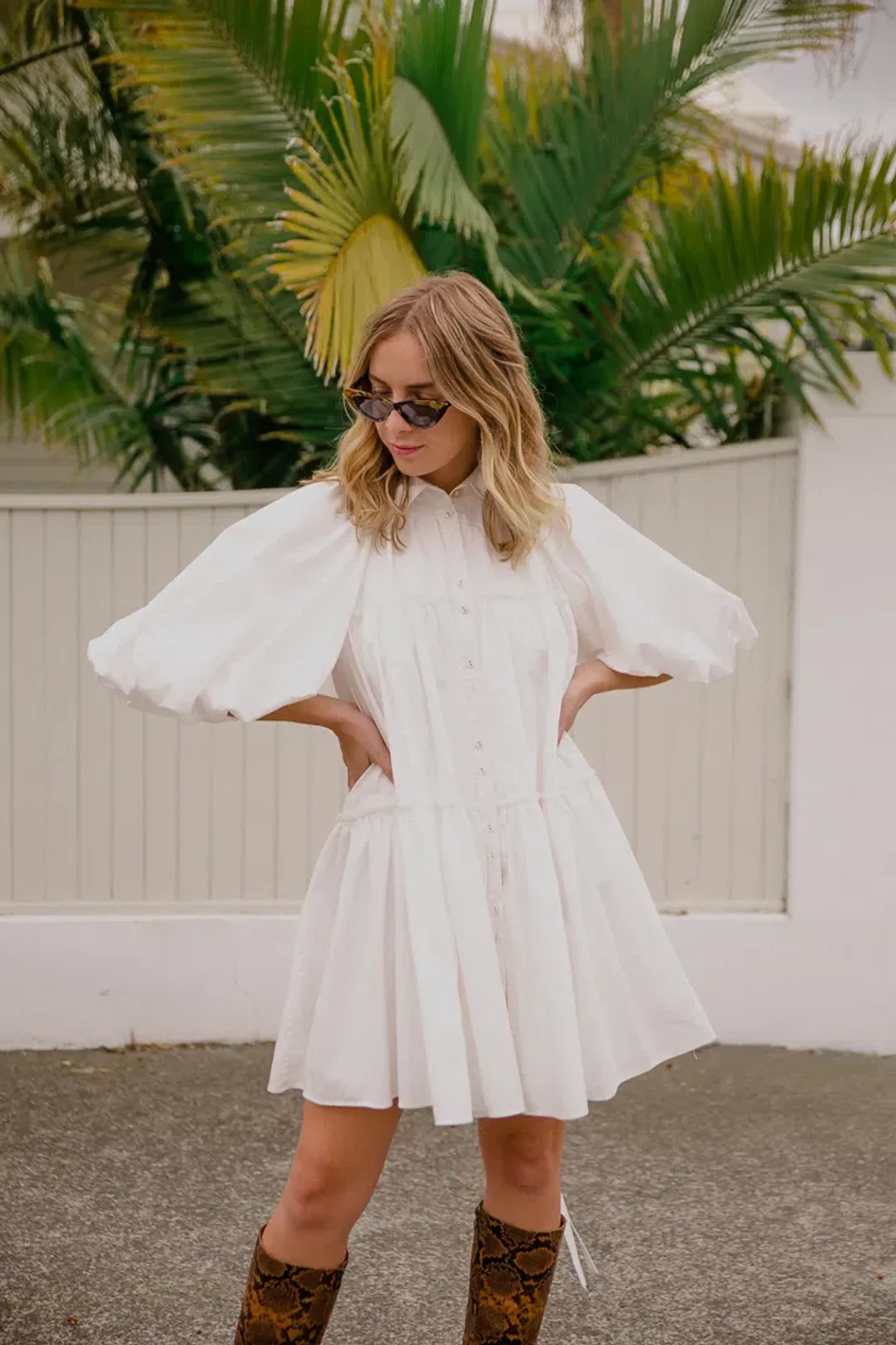 Aje Prima Circle Tiered Mini Dress White Size 12 for rent on The Volte - main image