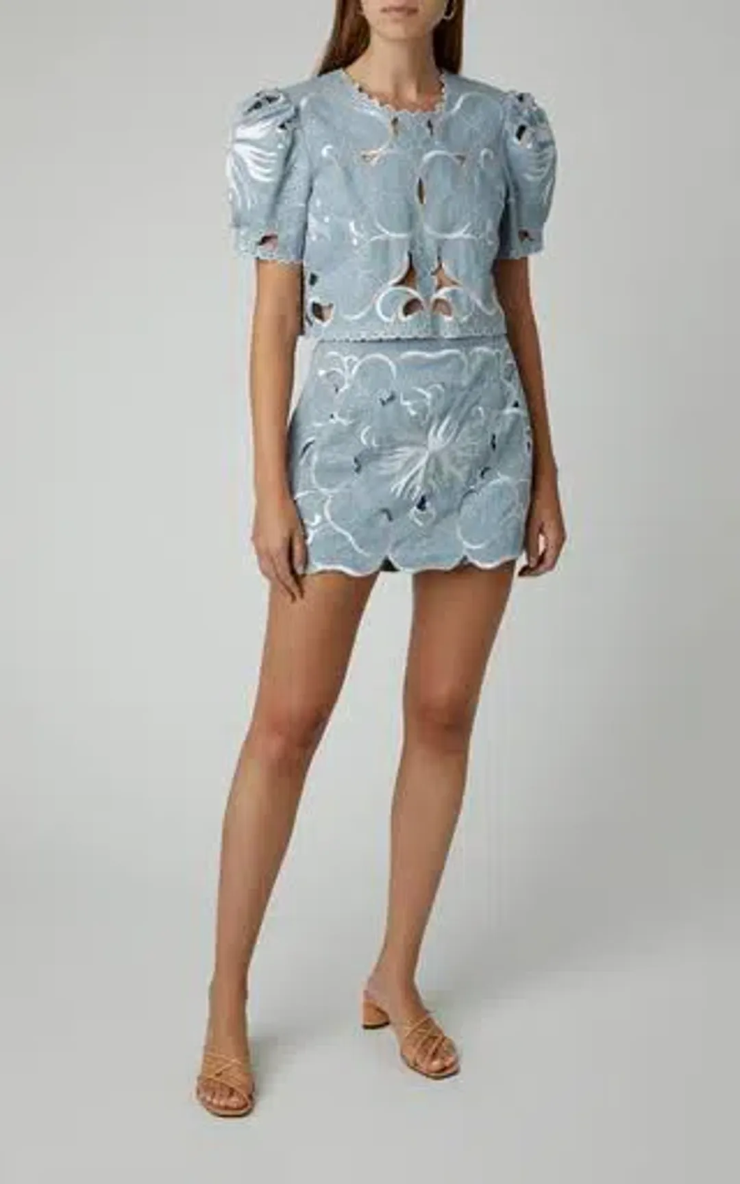 Alice McCall Dissolving Hearts Crop Top and Skort Set Blue Size 10 for rent on The Volte - main image