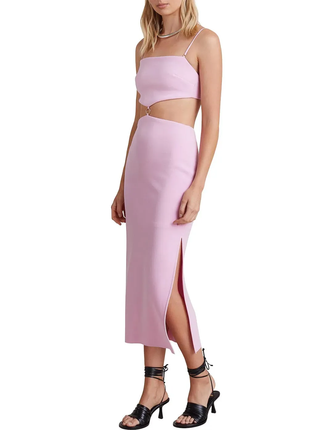 Bec & Bridge Alba Cut Out Midi Dress Pink Size 10 for rent on The Volte - main image