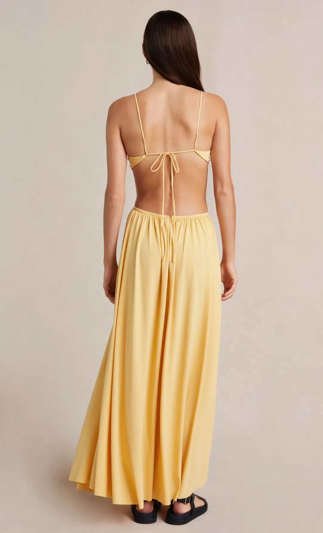 Bec & Bridge Soleil Maxi Dress Straw Yellow Size 8 for rent on The Volte - main image