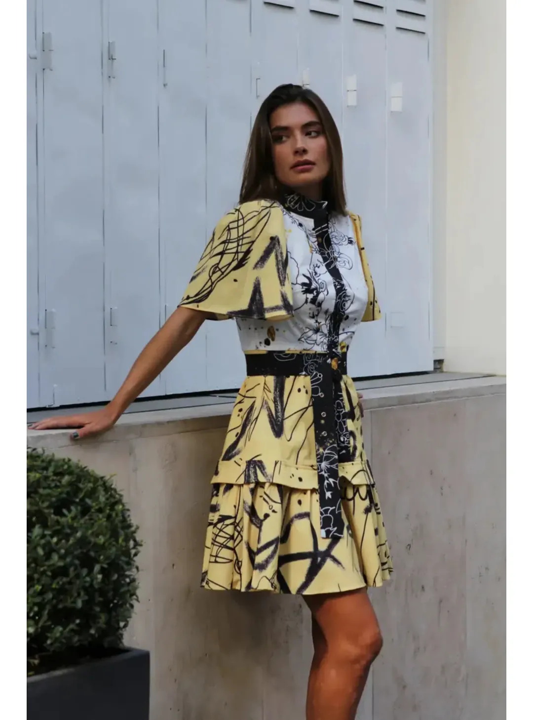 Leo Lin Redemption Cotton Linen Mini Dress Print Size AU 8 for rent on The Volte - main image