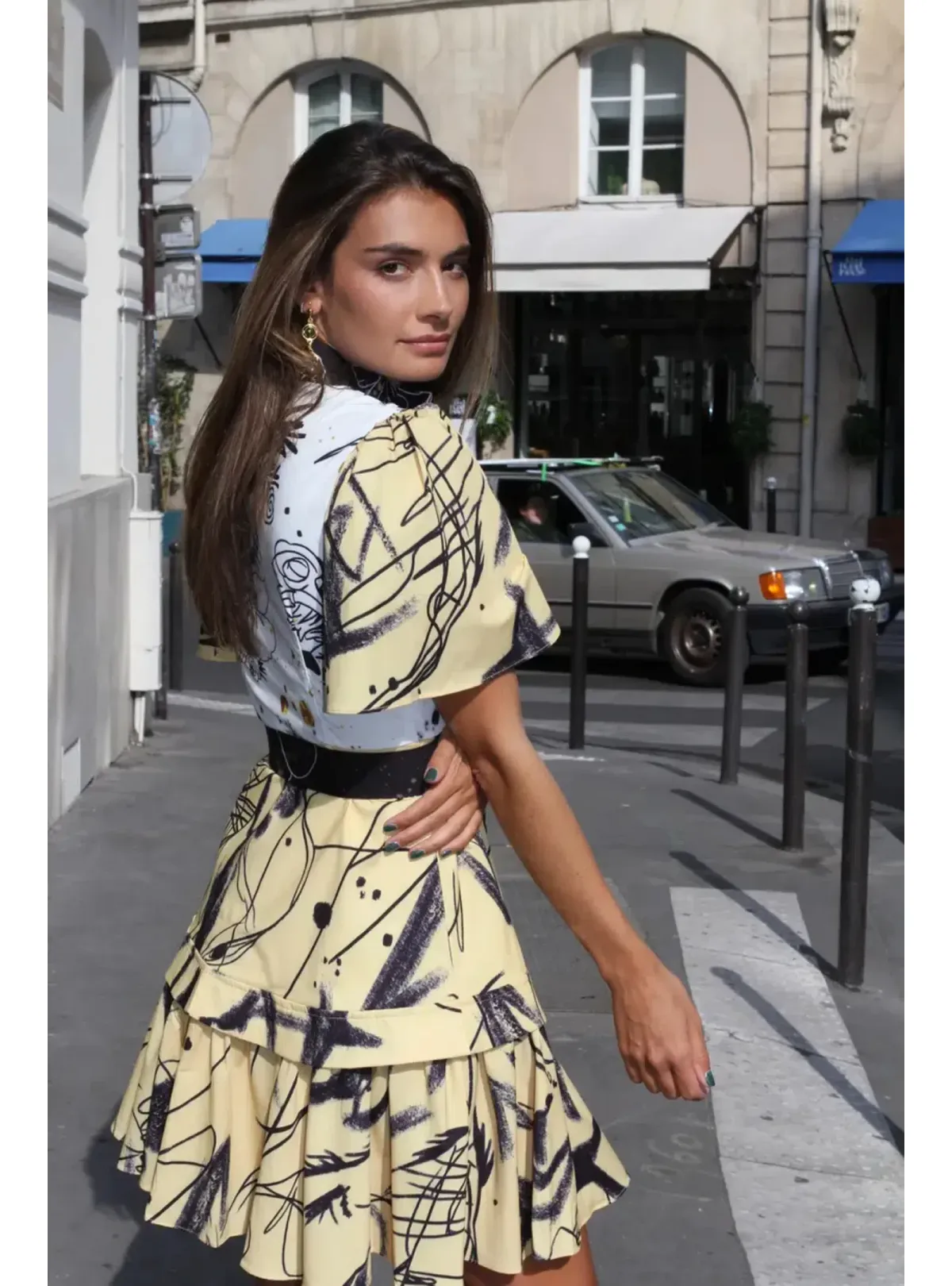 Leo Lin Redemption Cotton Linen Mini Dress Print Size AU 8 - Image 3