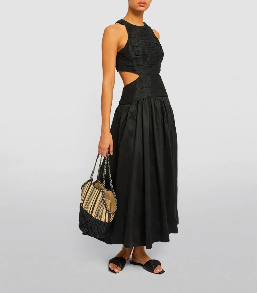 Aje Introspect Cut Out Midi Dress Black Size 8 for rent on The Volte - main image