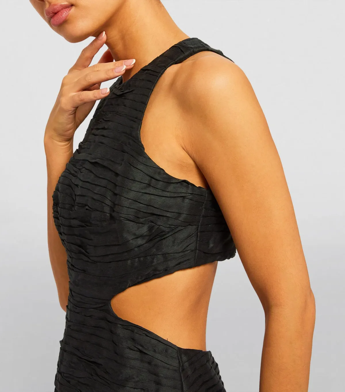 Aje Introspect Cut Out Midi Dress Black Size 8 - Image 5