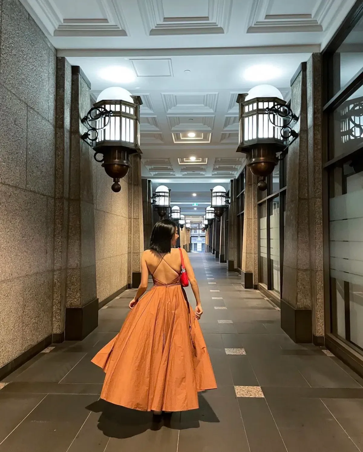 Scanlan Theodore Parachute Cotton Strappy Dress Sienna Brown Size 6 - Image 4