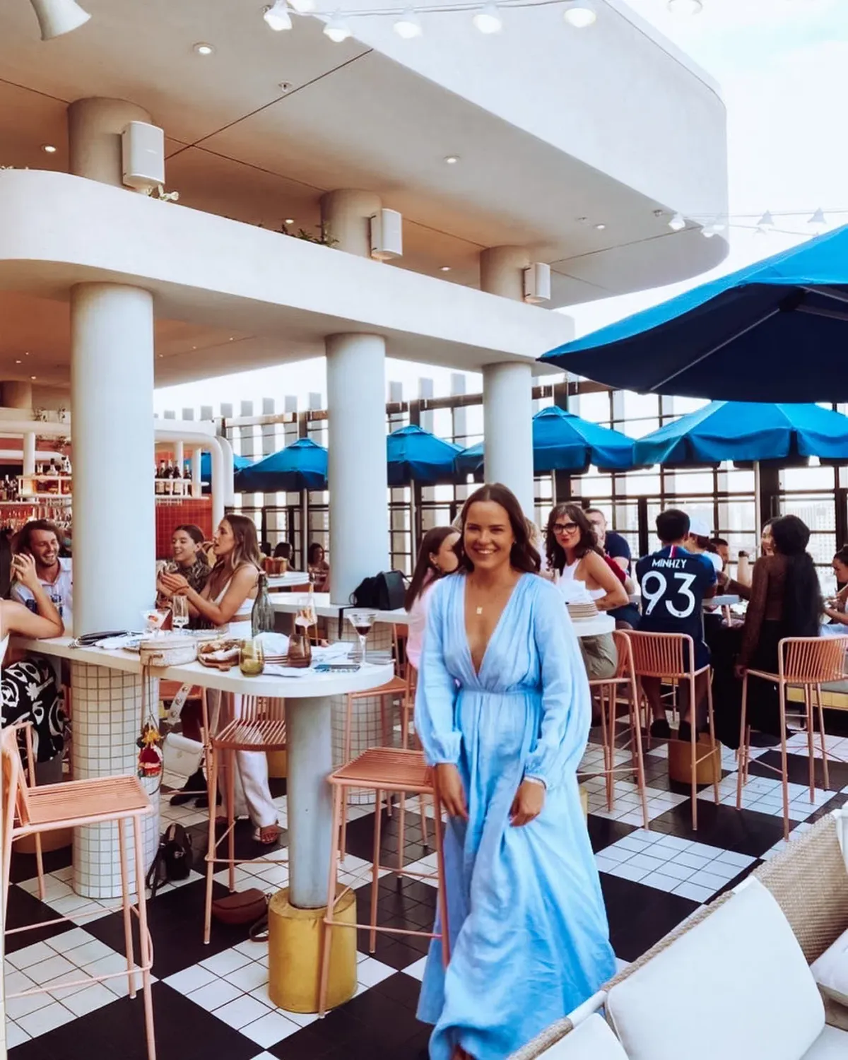 Scanlan Theodore Italian Linen Low Back Dress Blue Size 6 - Image 5