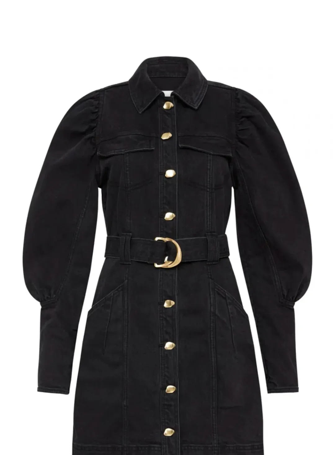 Aje Dione Denim Long Sleeve Dress Black Size 12 for rent on The Volte - main image