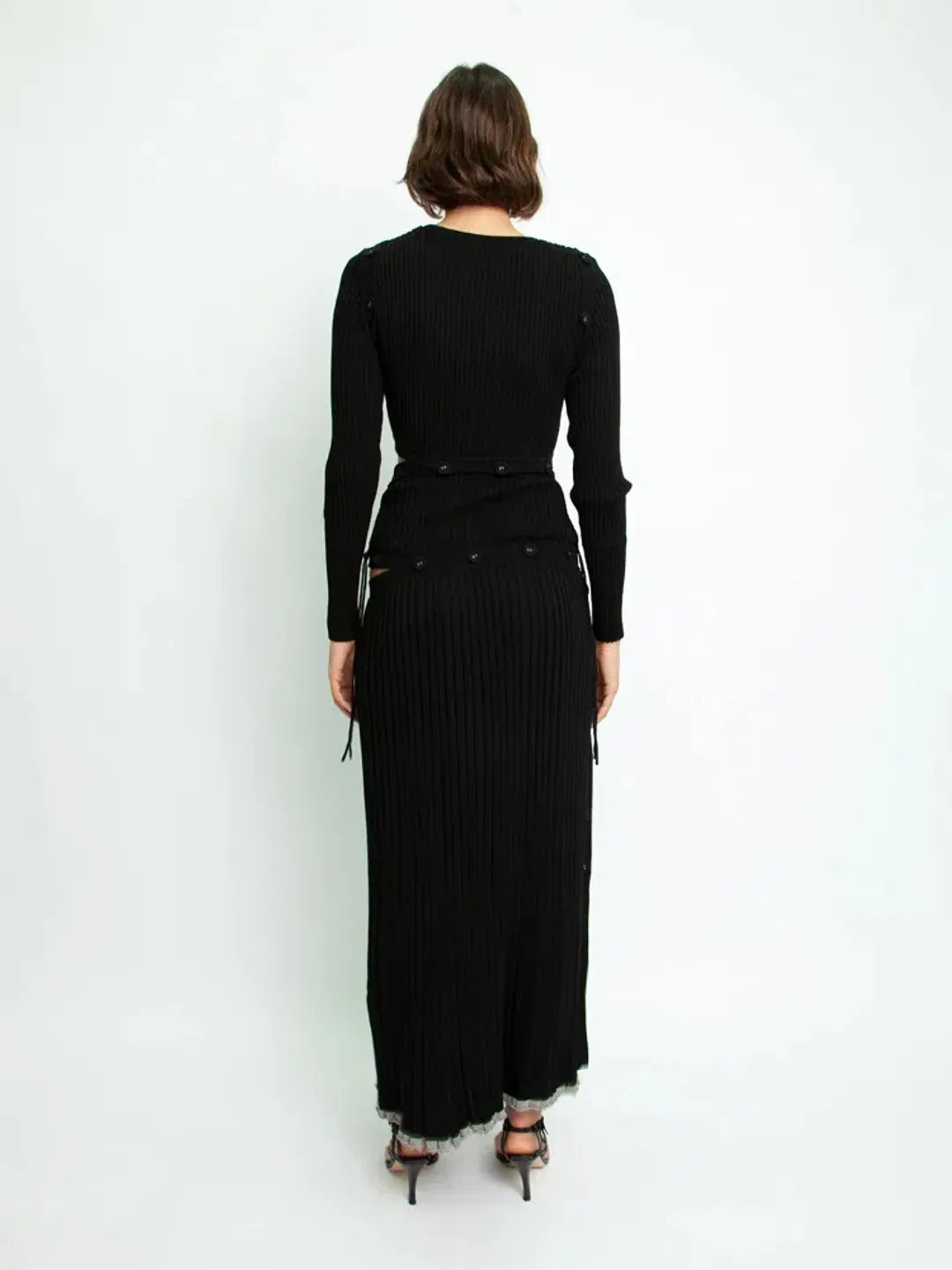 Christopher Esber Deconstructed Long Sleeve Dress Black Size 8  for rent on The Volte - main image