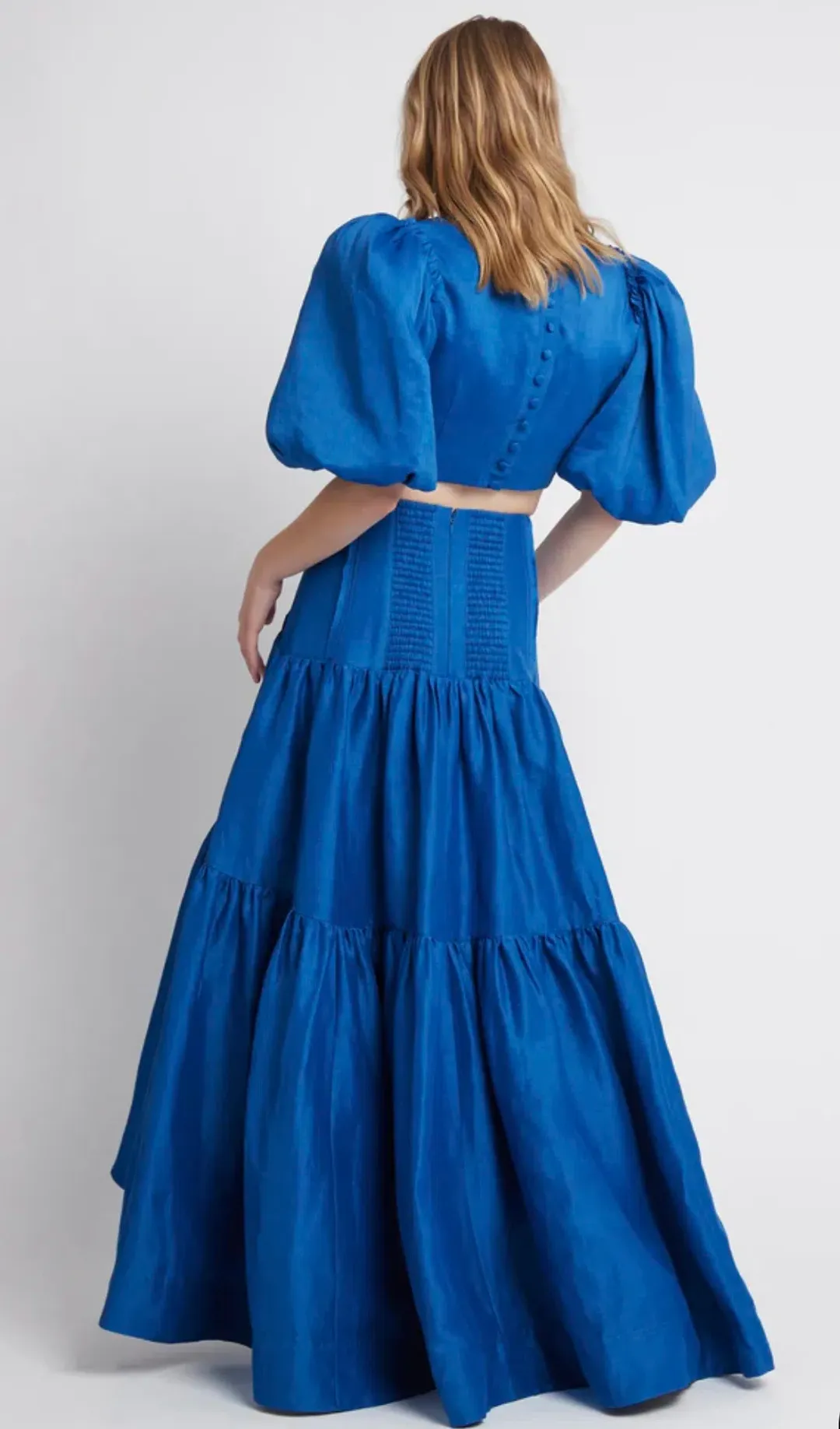 Aje Reverb Puff Sleeve Cropped Top and Midi Skirt Set Size 14 for rent on The Volte - main image