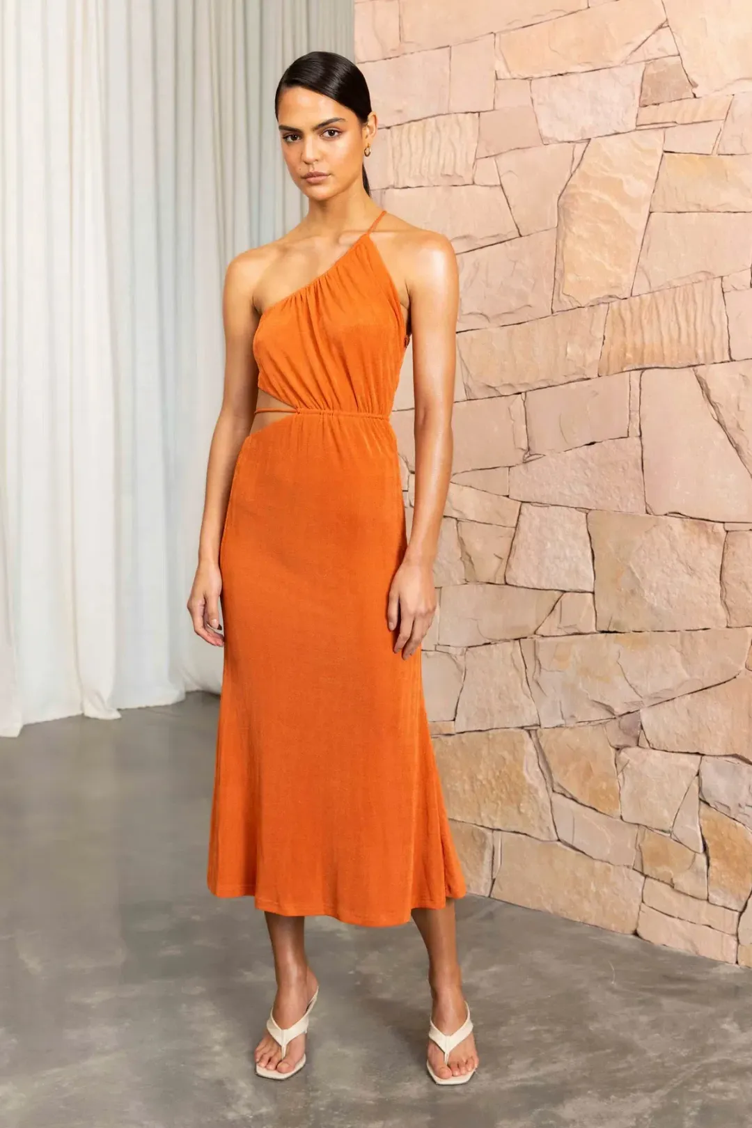 MISHA Adara Midi Dress Orange Size 14 for rent on The Volte - main image