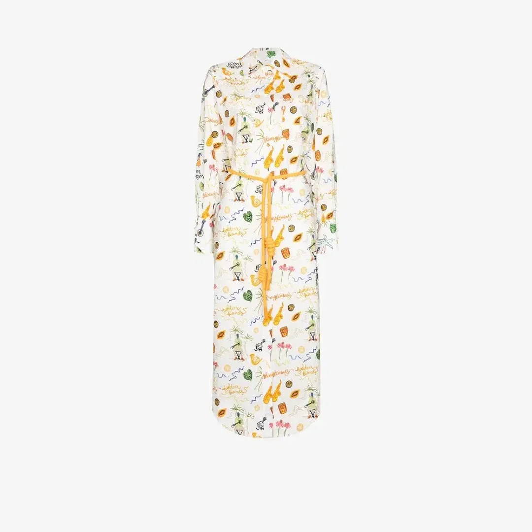 Alemais Sam Pauletto Golden Hand Midi Shirt Dress Print Size 10 for rent on The Volte - main image