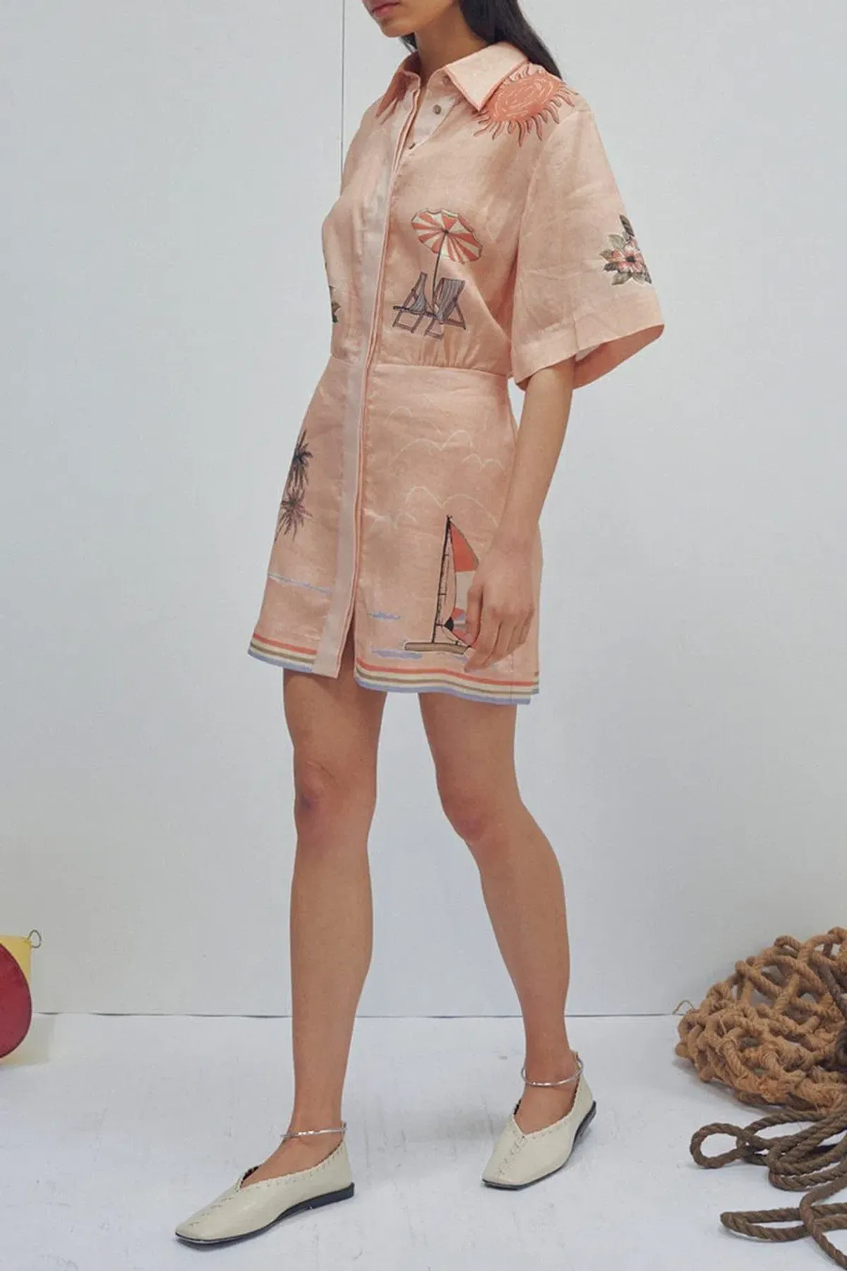 Alemais Marina Mini Shirtdress Print Size 14  - Image 4