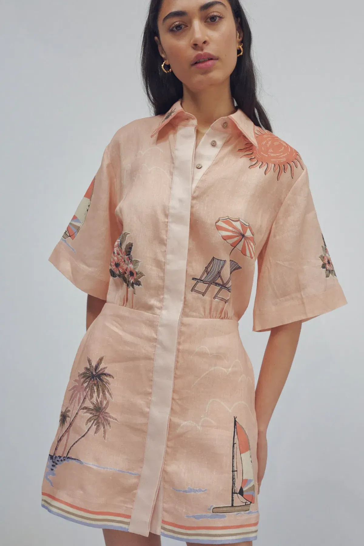 Alemais Marina Mini Shirtdress Print Size 14  - Image 2