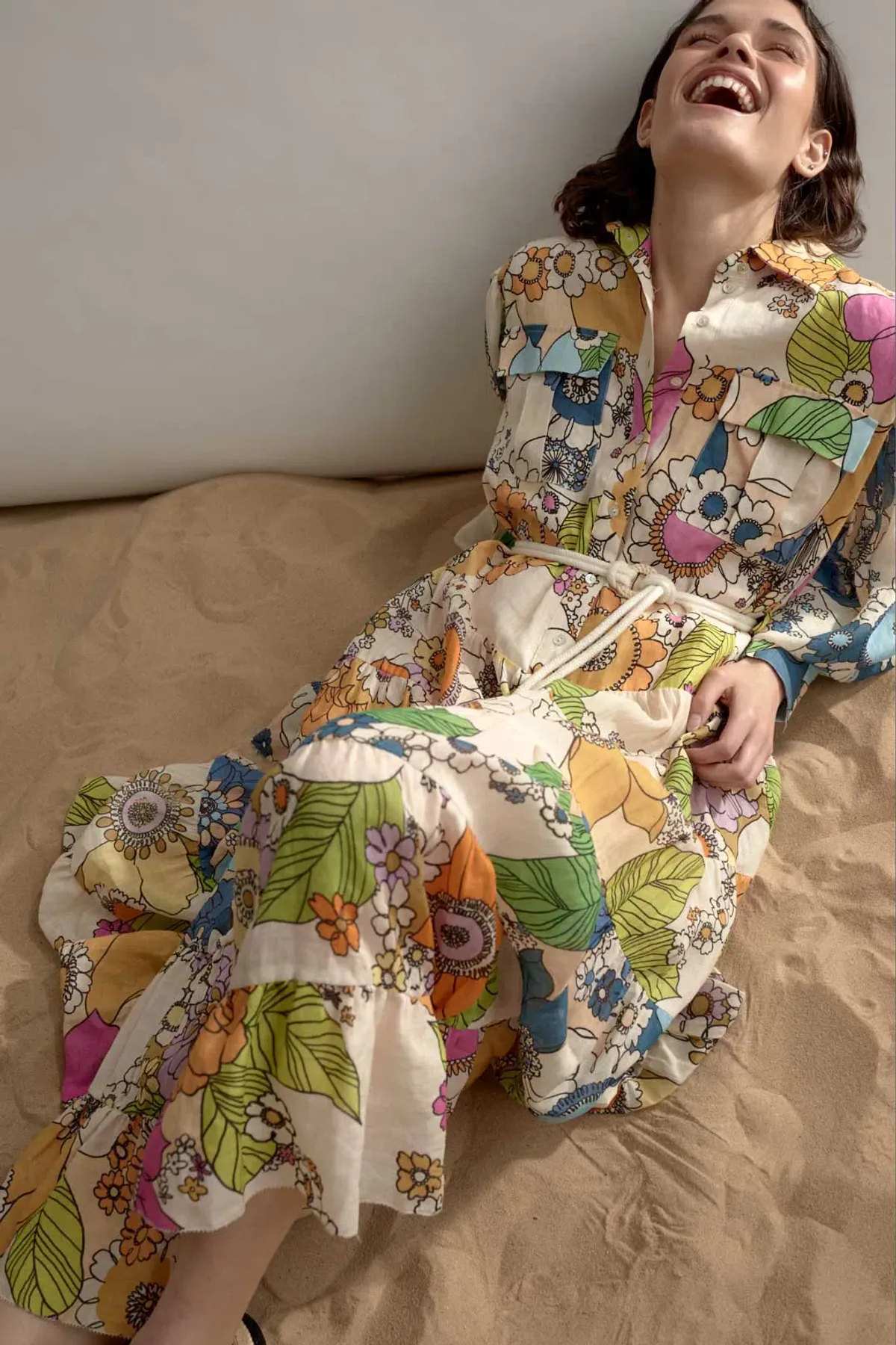 Alemais Farrah Tiered Shirt Dress Print Size 14  - Image 2