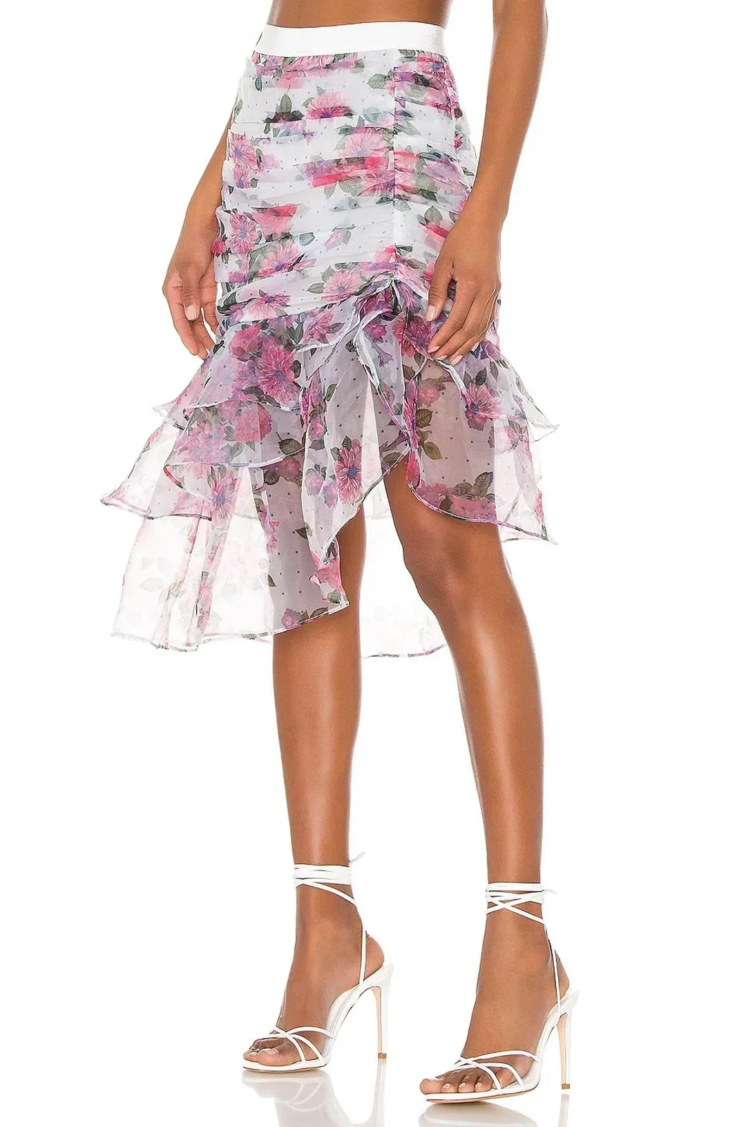 For Love and Lemons Asymmetric Ruffle Skirt Print Size 6 for rent on The Volte - main image