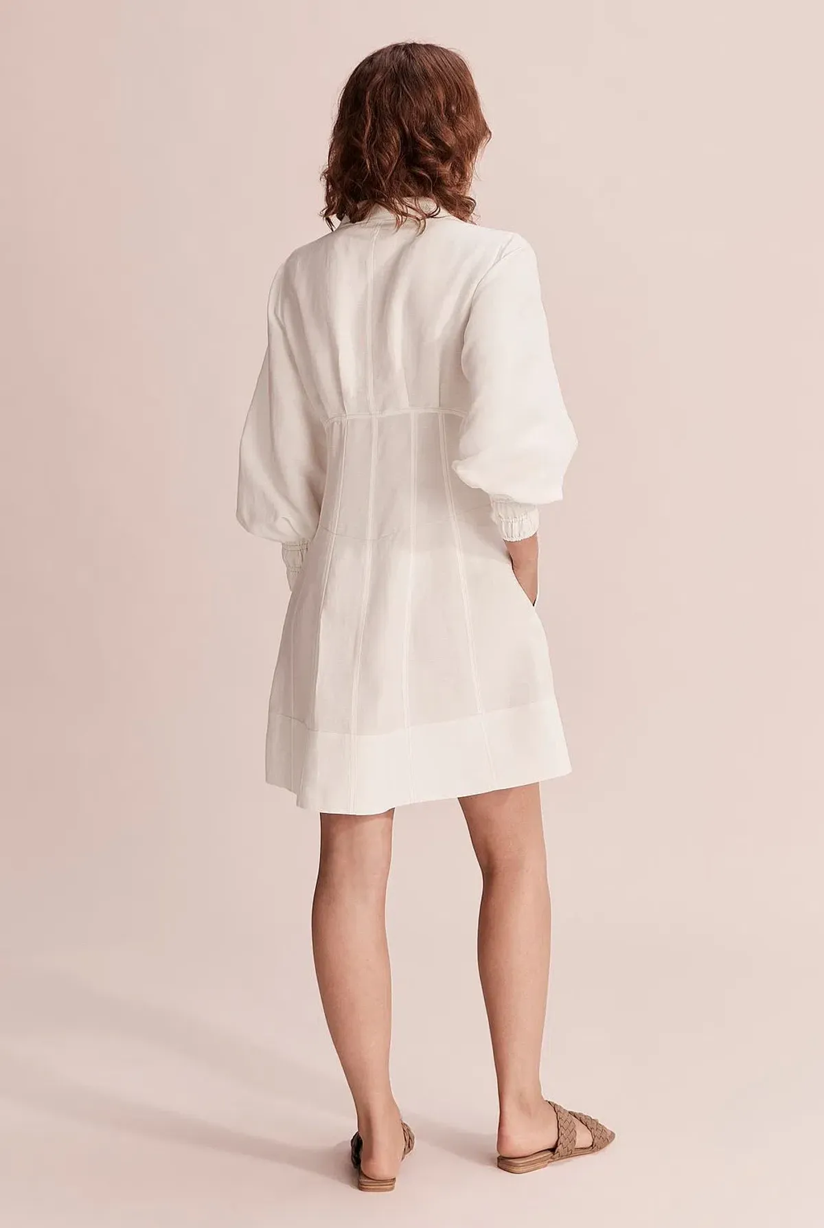 Country Road Button Through Mini Dress White Size 6 - Image 3