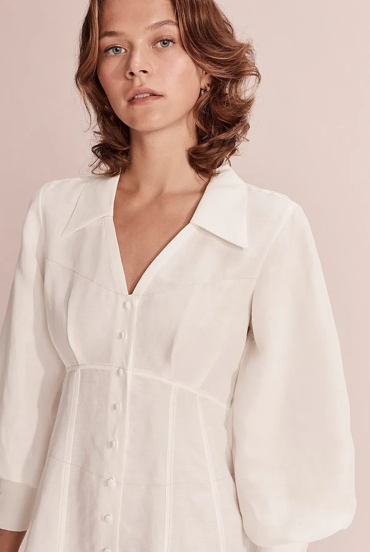 Country Road Button Through Mini Dress White Size 6 - Image 4