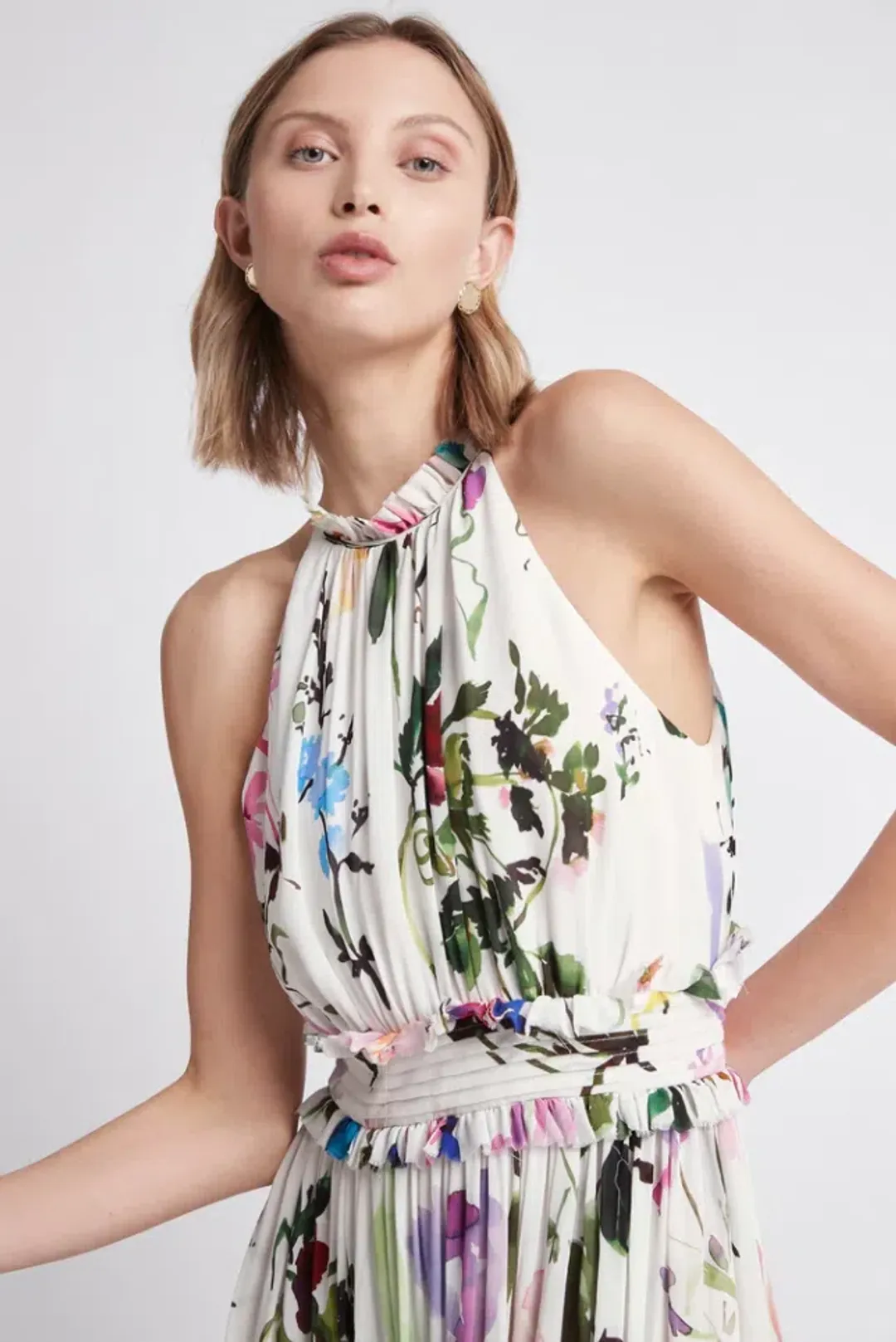 Aje Introspect High Neck Midi Dress Print Size 10 for rent on The Volte - main image