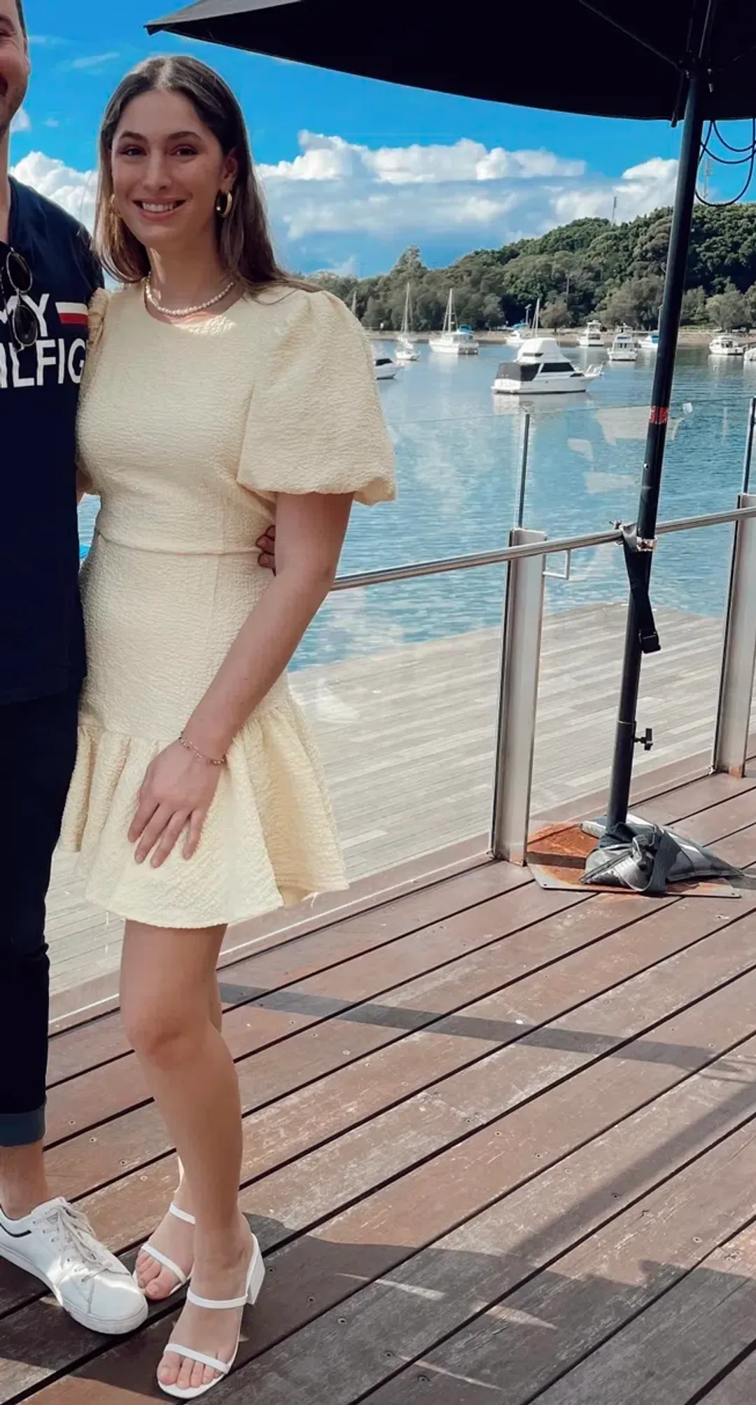 By Nicola Calypso Puff Sleeve Mini Dress Margarita Yellow Size 12 for rent on The Volte - main image