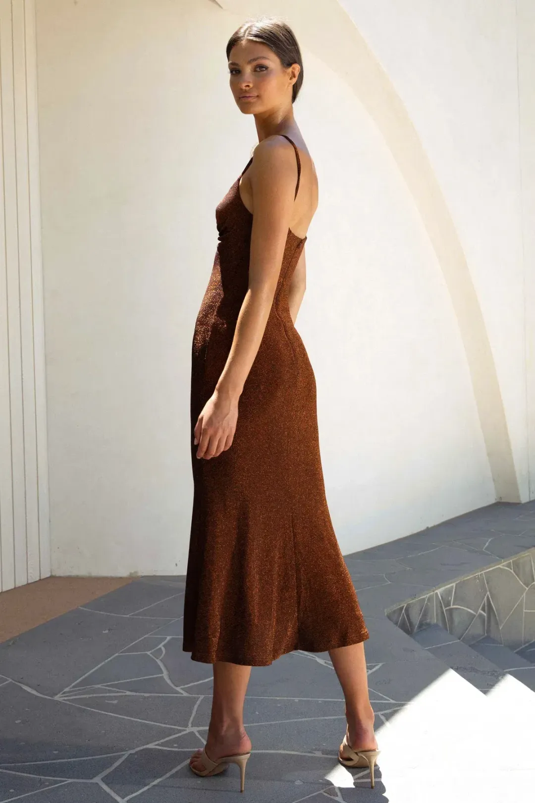 MISHA Josette Midi Dress Metallic Size 10/M for rent on The Volte - main image