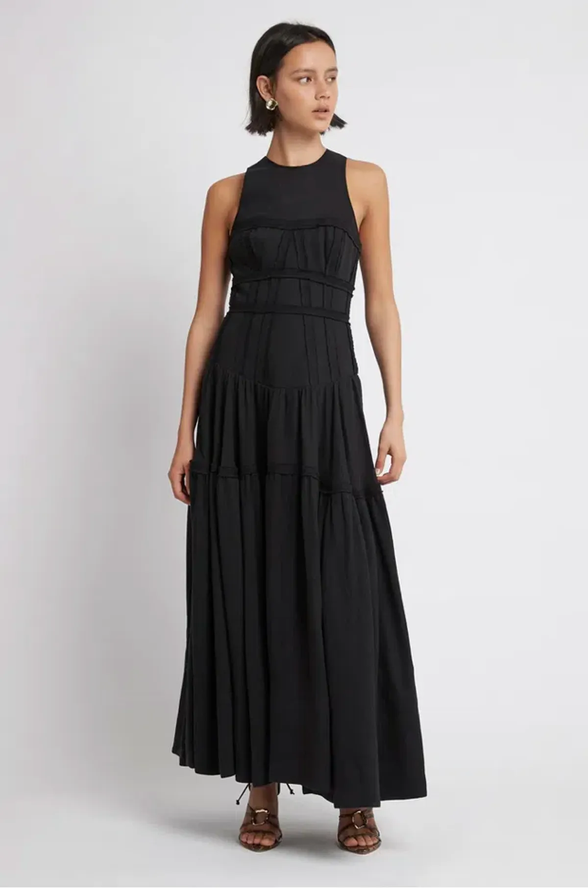 Aje Tidal Corset Midi Dress Black Size 6 - Image 1