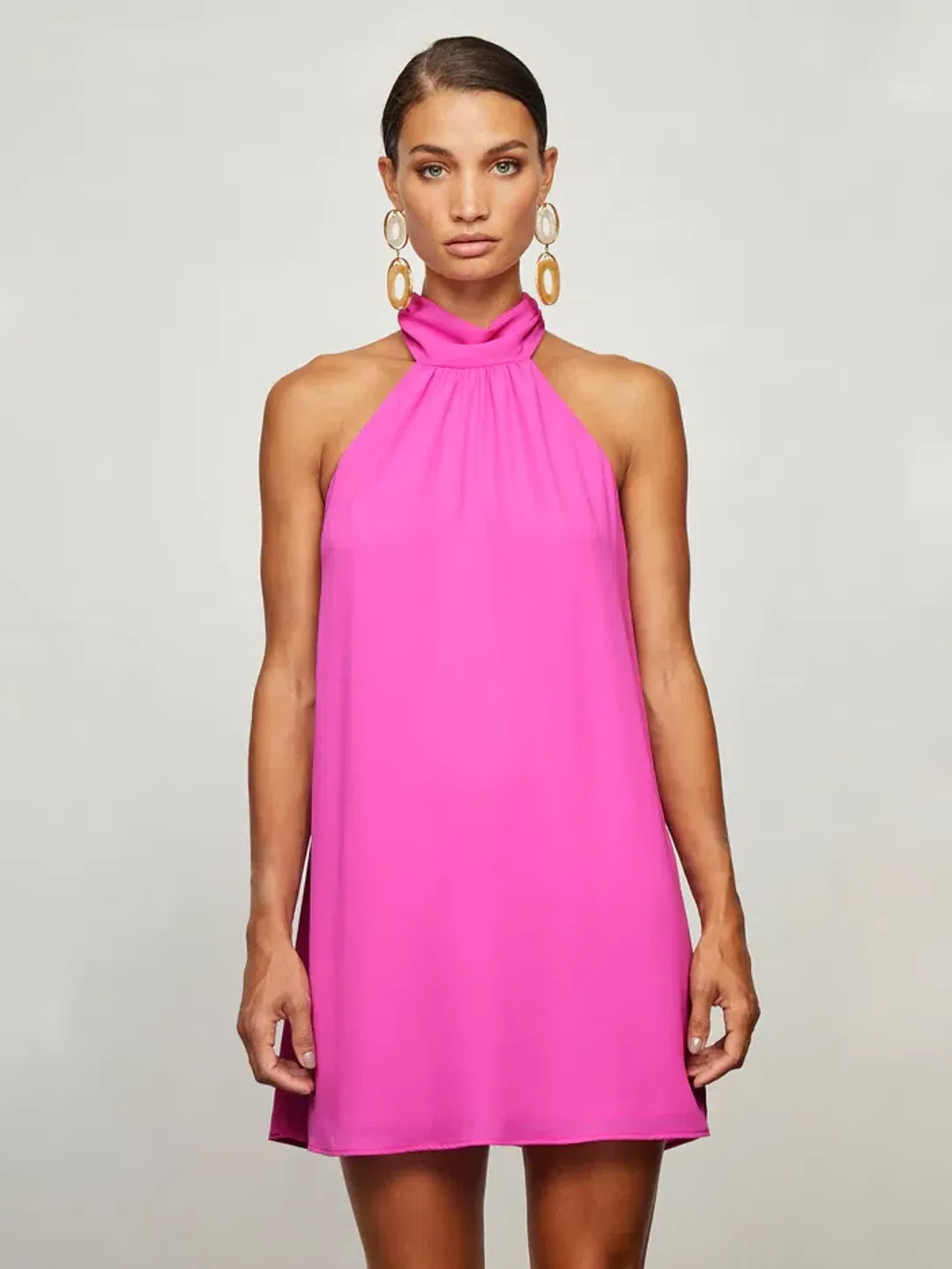 Krisa Tie Back Halter Dress Pink Size XS for rent on The Volte - main image