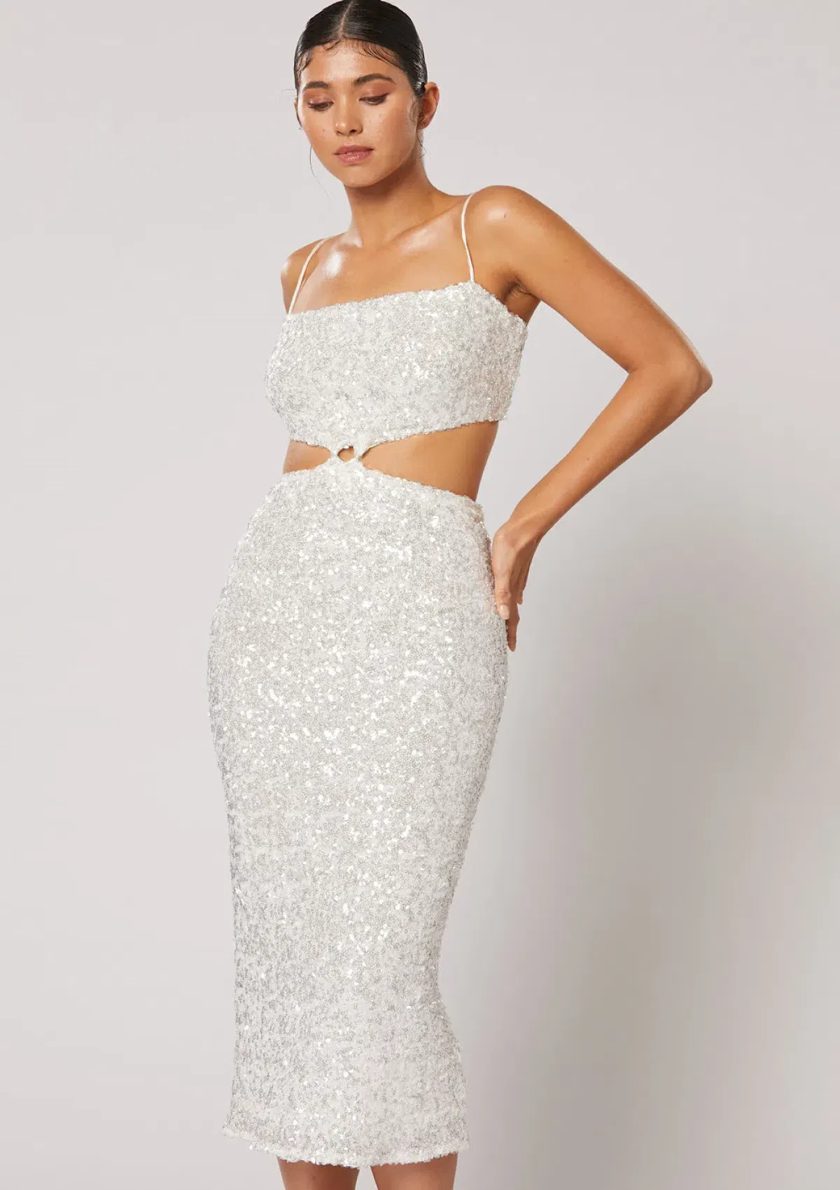 Winona Asha Ring Dress White Sequin Size 10 - Image 3