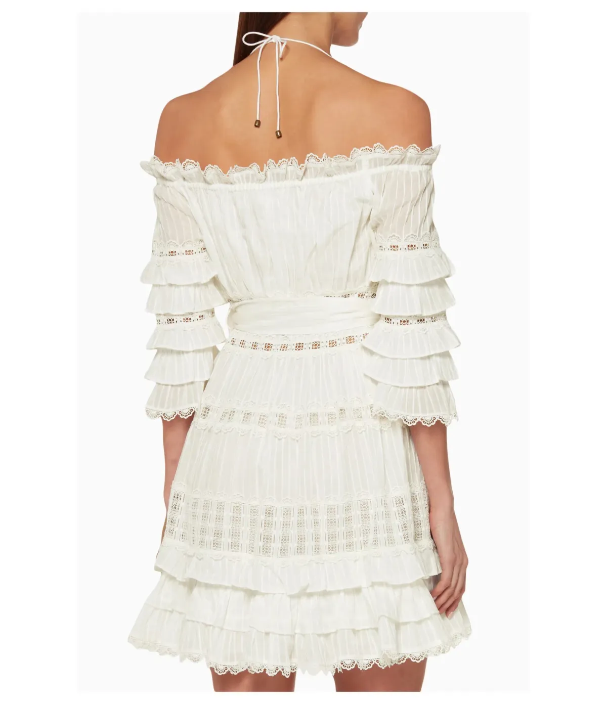 Zimmermann Corsair Off The Shoulder Mini Dress Ivory Size 1 / AU 10 - Image 2