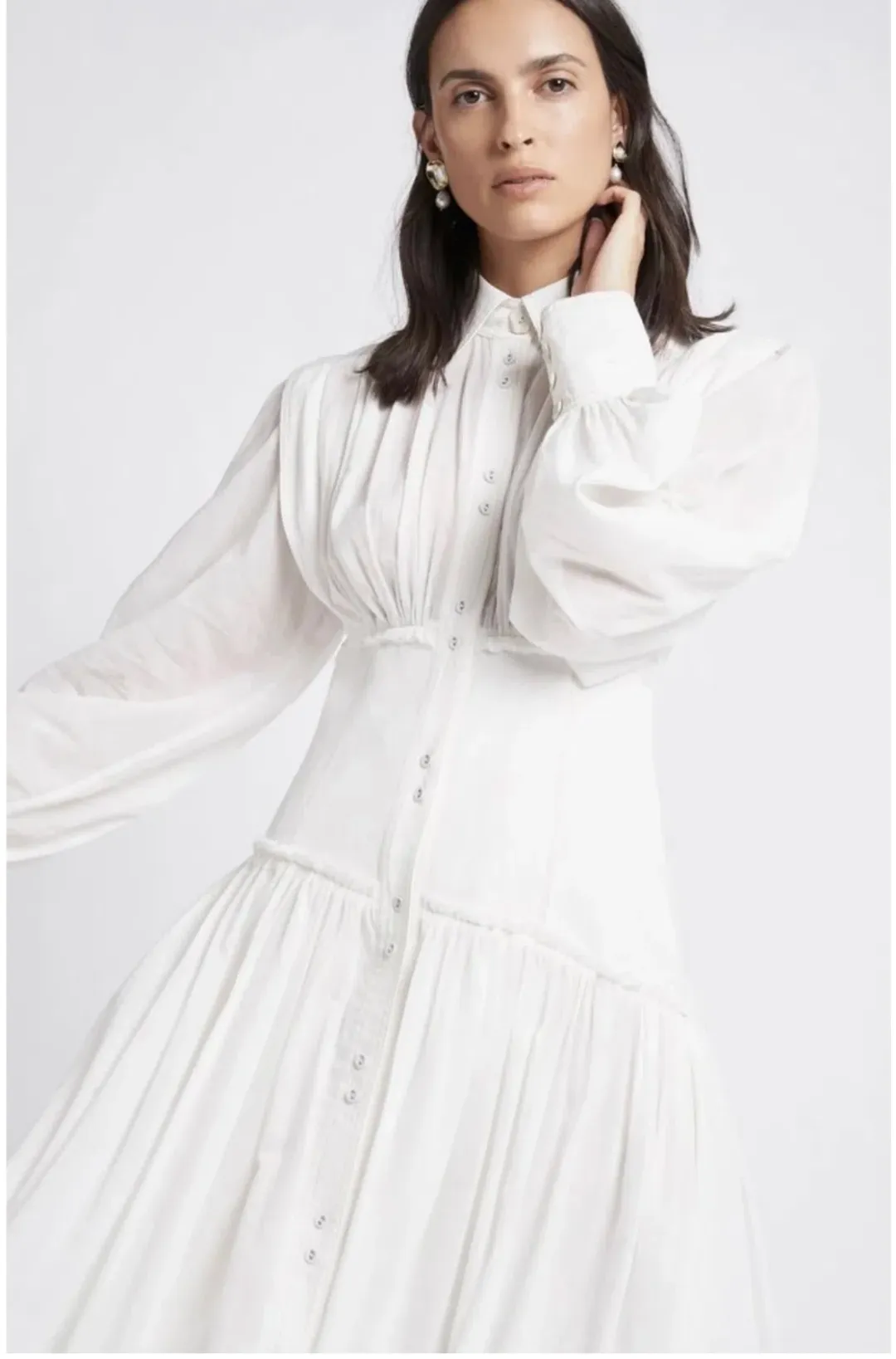 Aje Utopia Long Sleeve Dress White Size 6 for rent on The Volte - main image