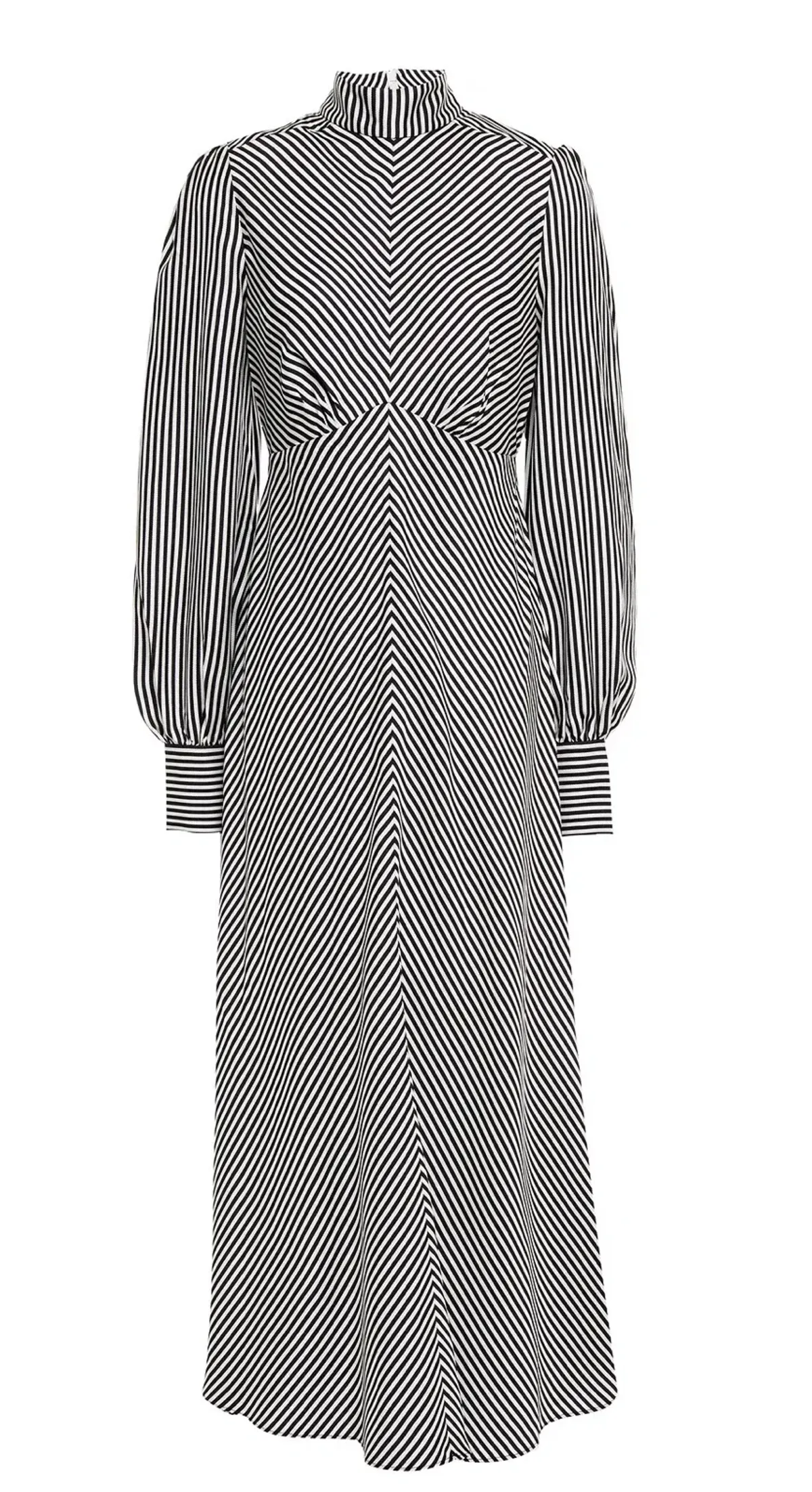 Zimmermann Striped Satin Twill Midi Dress Black/White Size 0 / AU 6-8 - Image 3