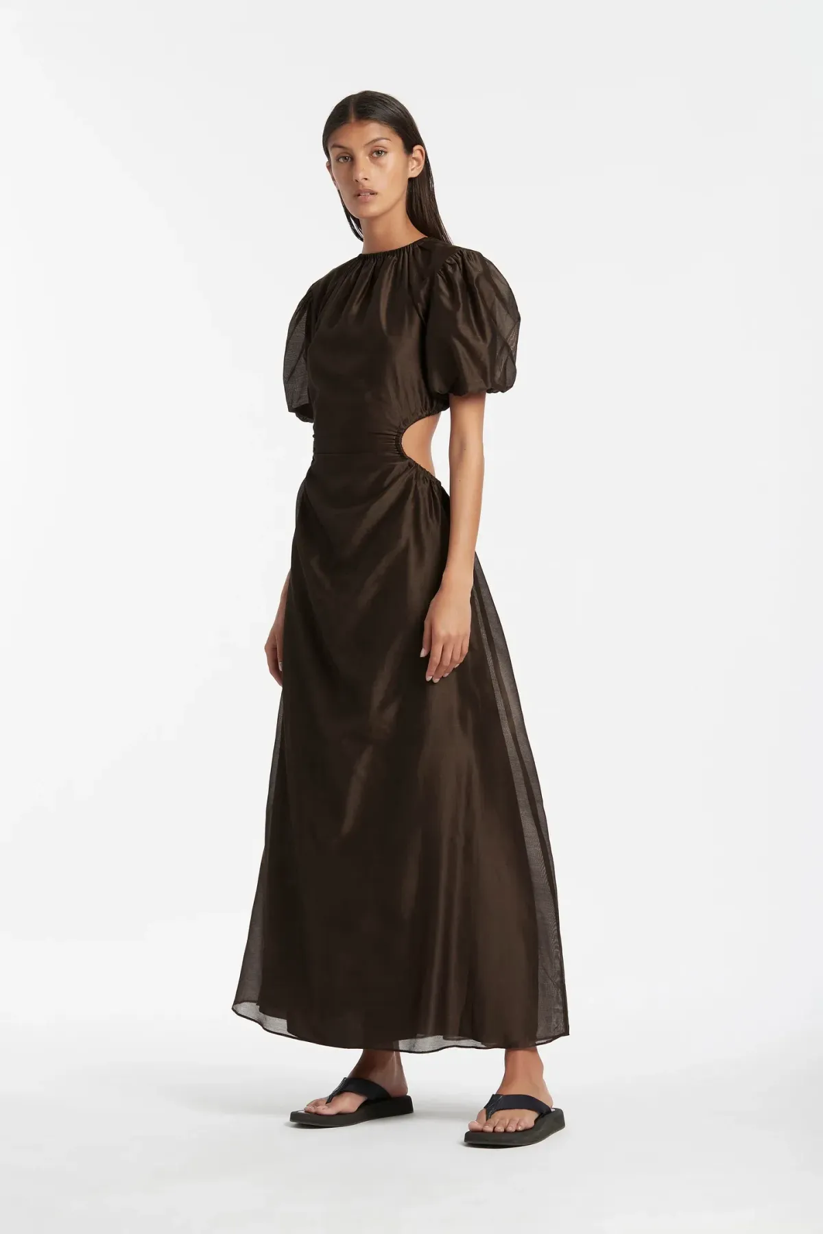 Sir The Label Anje Puff Sleeve Gown In Chocolate Size AU 10  - Image 4