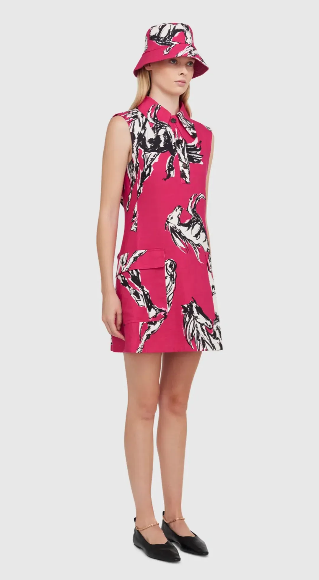 Leo Lin Wild Horses Mini Dress Pink Size 10  for rent on The Volte - main image